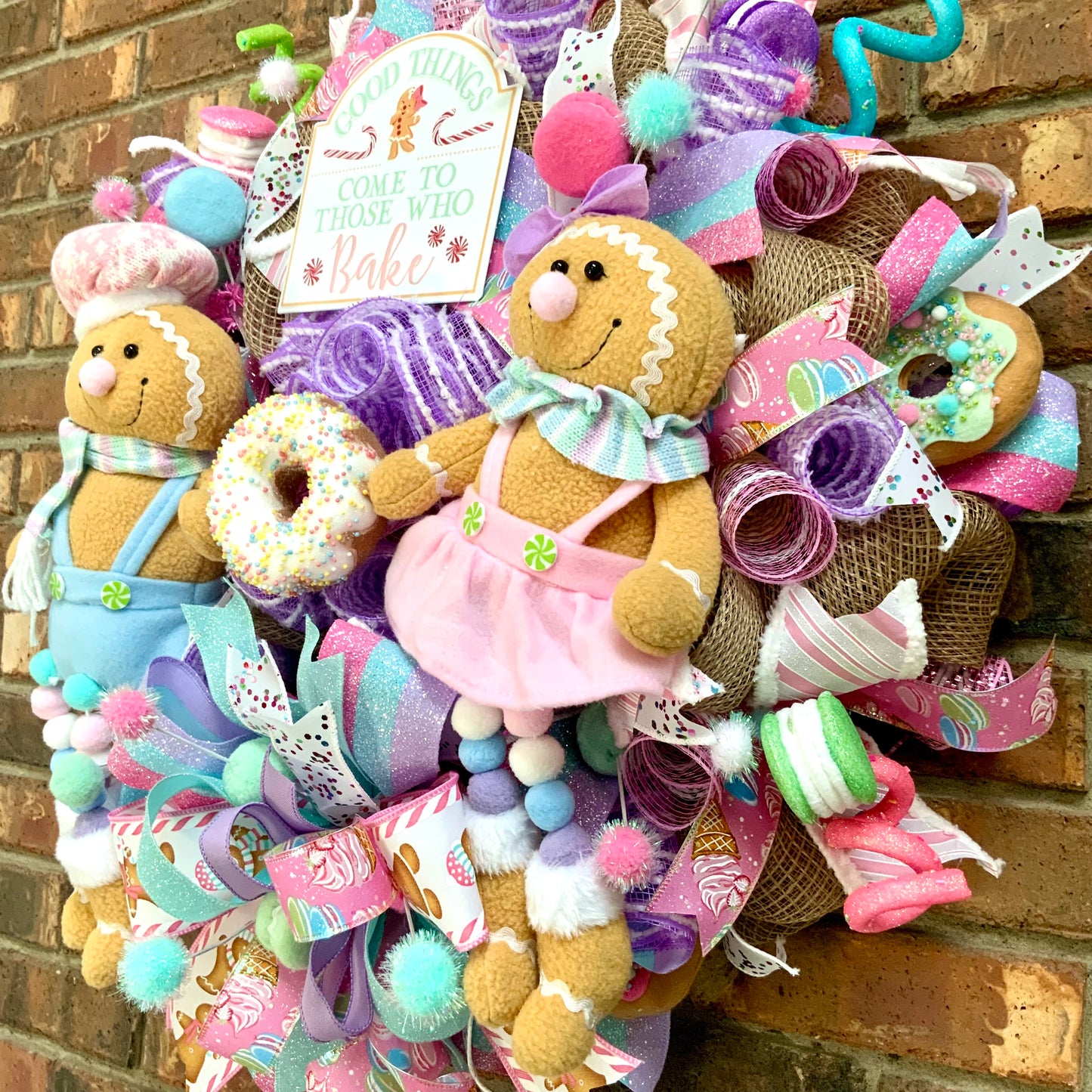 Gingerbread Wreath, Gingerbread Christmas Wreath, Gingerbread Man Wreath, Gingerbread Woman Christmas Decor, Pastel Christmas Wreath For Front Door, 2024