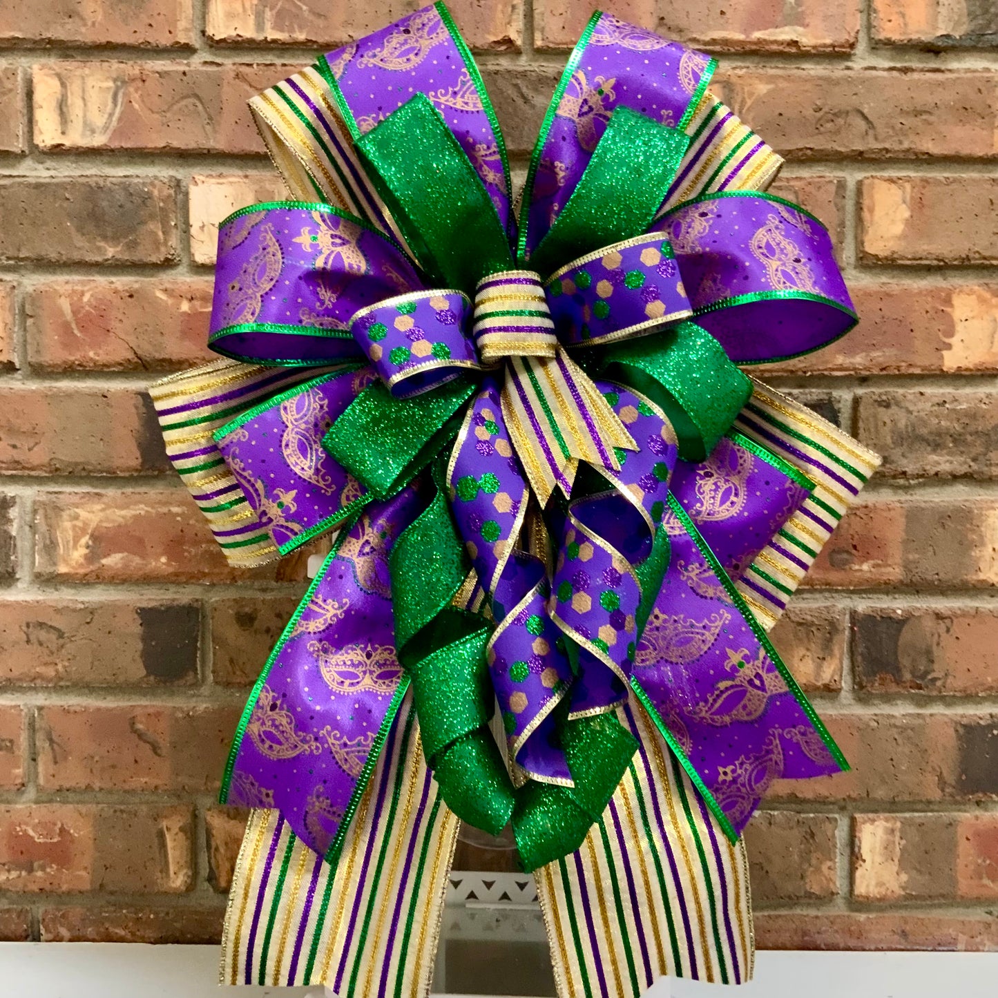 Mardi Gras Bow, Mardi Gras Decor, Mardi Gras Lantern Bow, Mardi Gras Mailbox Bow, Mardi Gras Wreath Bow, Mardi Gras Sconce Bow, 2025