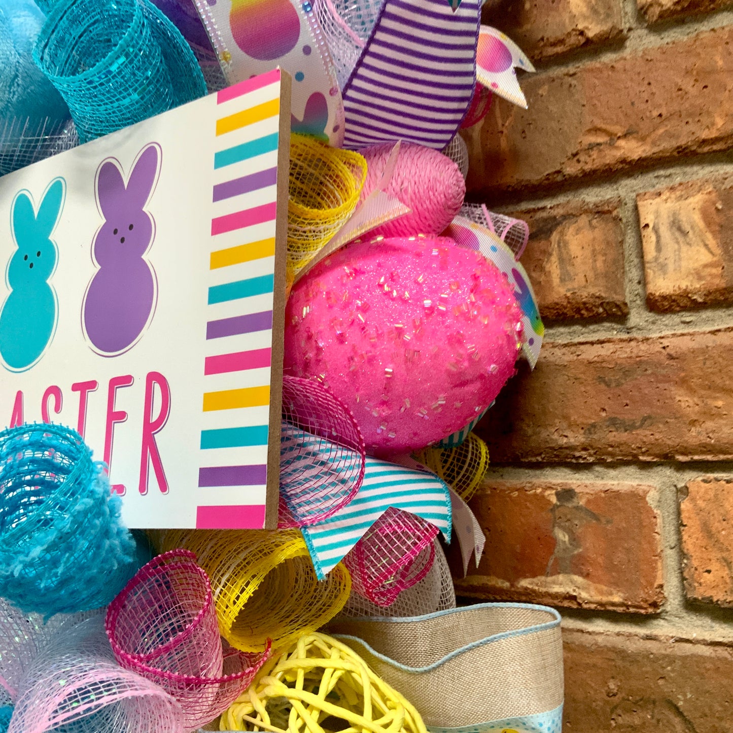 Easter Peeps Wreath, Easter Peeps Door Hanger, Easter Swag, Large Easter Wreath, Easter Bunny Swag, Easter Rabbit Wreath For Front Door