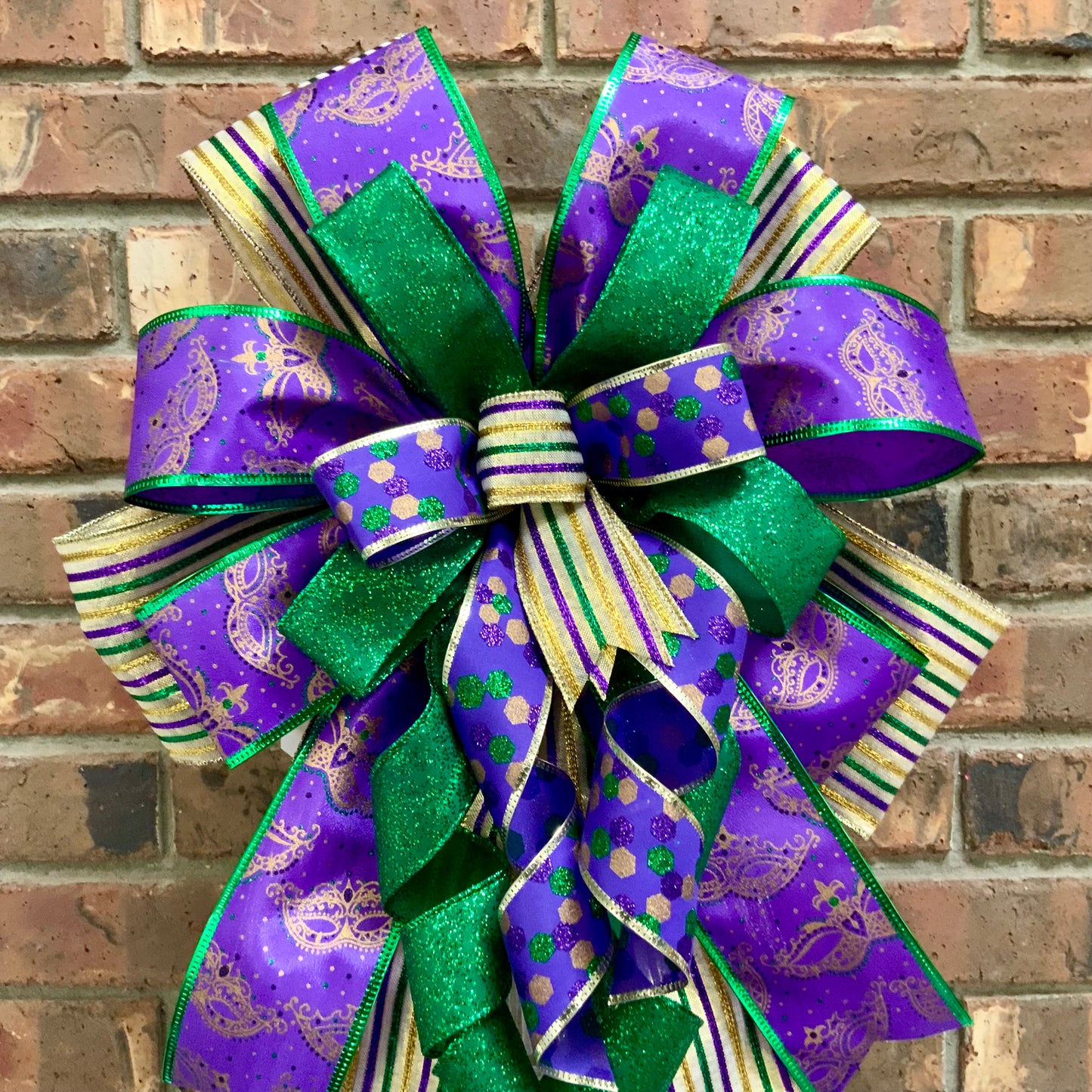 Mardi Gras Bow, Mardi Gras Decor, Mardi Gras Lantern Bow, Mardi Gras Mailbox Bow, Mardi Gras Wreath Bow, Mardi Gras Sconce Bow, 2025