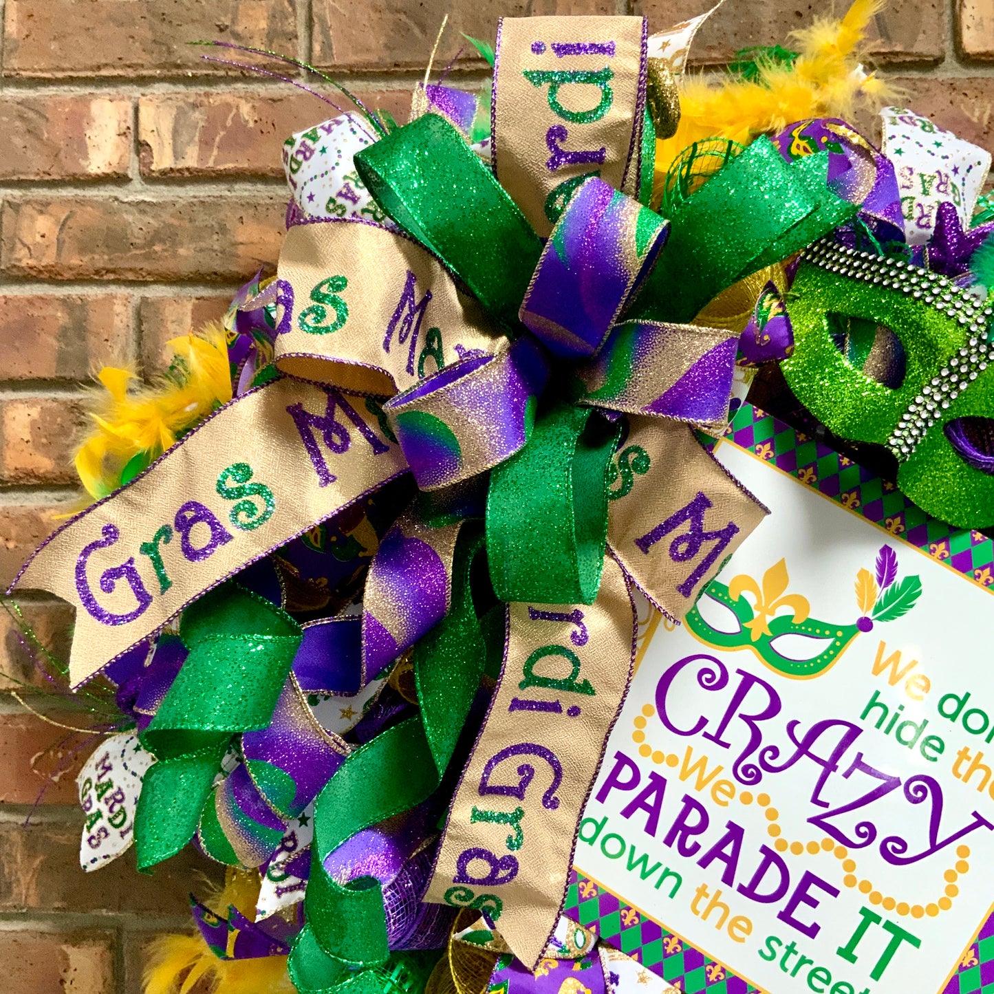 Mardi Gras Wreath, Mardi Gras Door Hanger, Mardi Gras Decor, New Orleans Decor, Mardi Gras Door Decoration