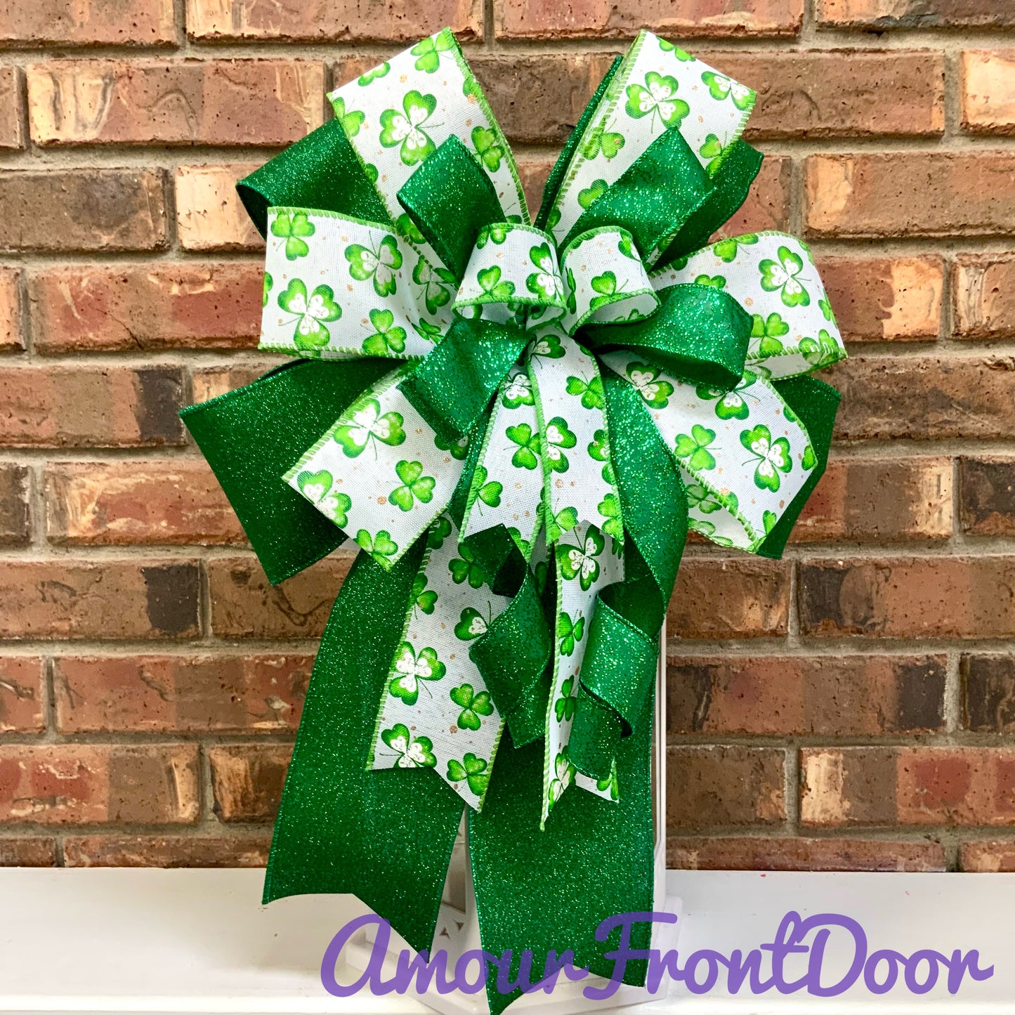 St Patrick's Day Bow, St. Patrick's Day Decor, Shamrock Bow, Clover Bow, Luck of the Irish Decor, Lantern Bow, Mailbox Bow, 2025
