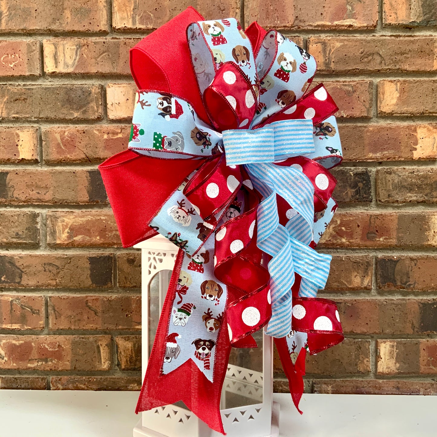 Dog Christmas Bow, Dog Christmas Decor, Christmas Bow, Holiday Lantern Bow, Christmas Mailbox Bow, Dog Decor