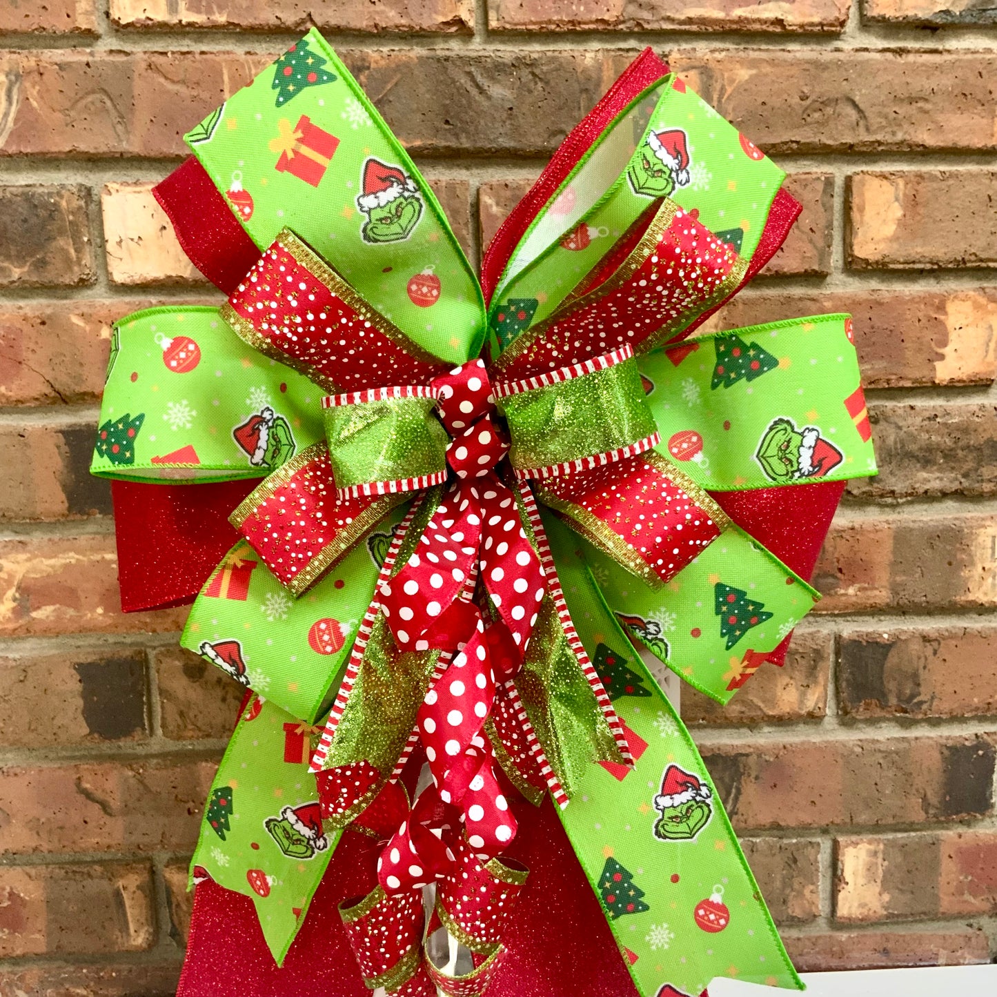 Christmas Bow for Lanterns, Grinch Bow, Christmas Mailbox Decor, Grinch Decor, Christmas Sconce Bow, Christmas Bow For Wreaths, 2025