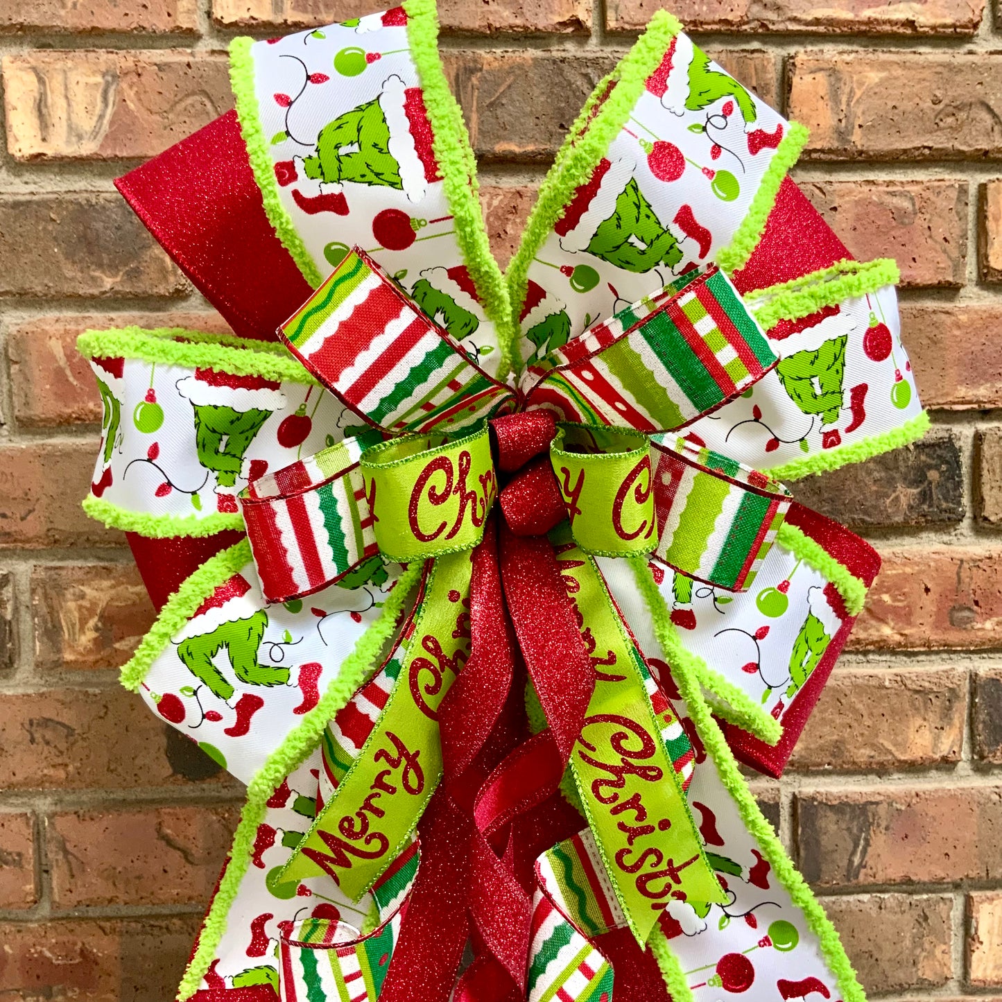 Christmas Bow for Lanterns, Grinch Bow, Christmas Mailbox Decor, Grinch Decor, Christmas Sconce Bow, Christmas Bow For Wreaths, 2025