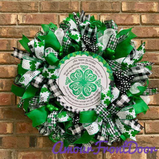 Irish Blessing Wreath, Irish Wreath, Shamrock Wreath, St Patrick Day Wreath, Irish Blessing Decor, St Patrick Day Decor