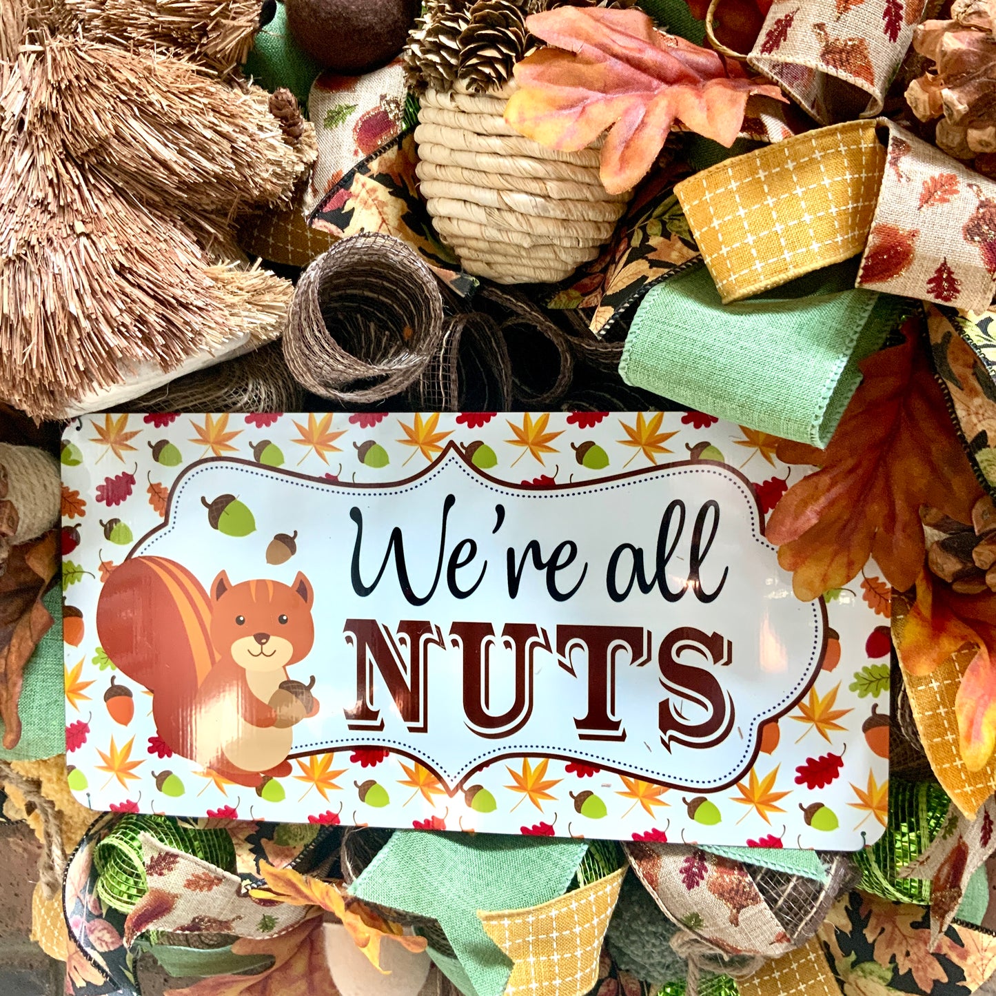 Fall Wreath, Autumn Door Hanger, Fall Rustic Decor, Fall Squirrel Decor, Acorn Decor, Fall Door Hanger