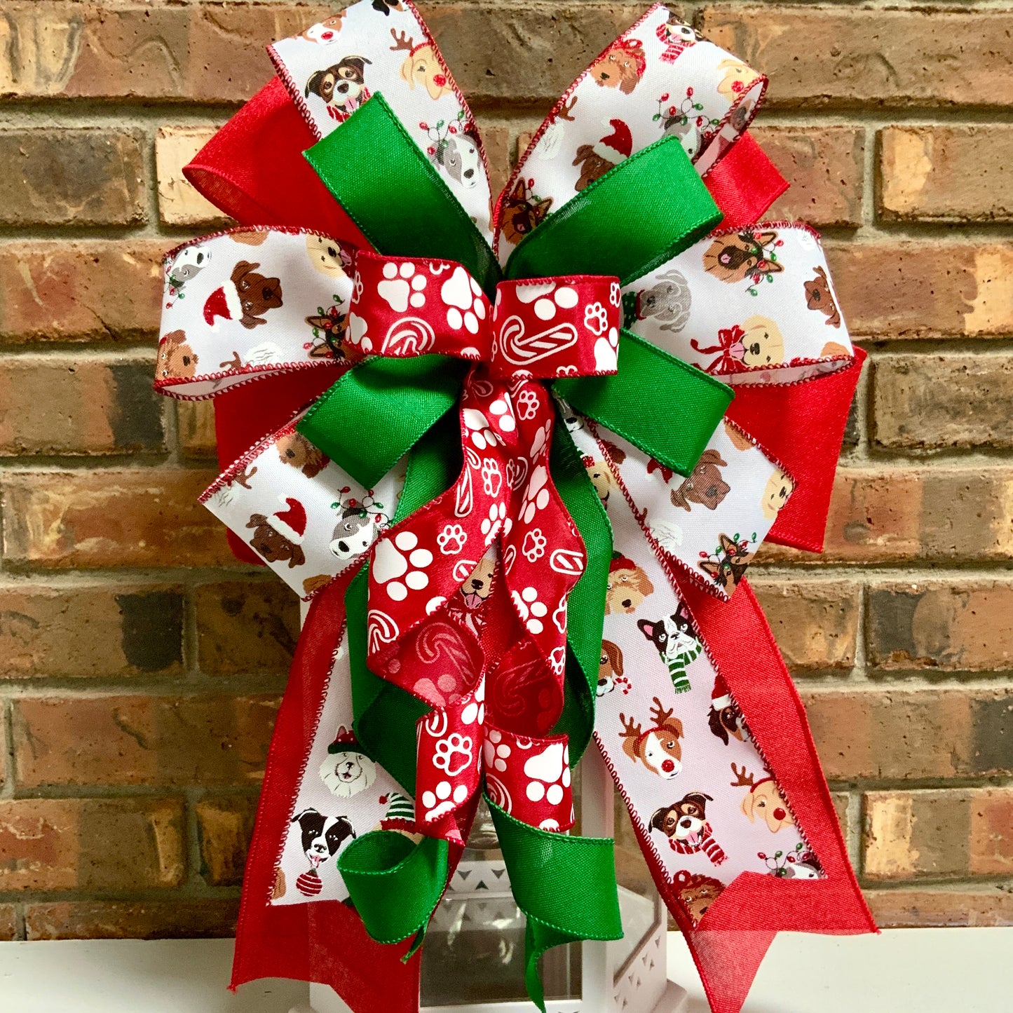 Dog Christmas Bow, Dog Christmas Decor, Christmas Bow, Holiday Lantern Bow, Christmas Mailbox Bow, Dog Decor