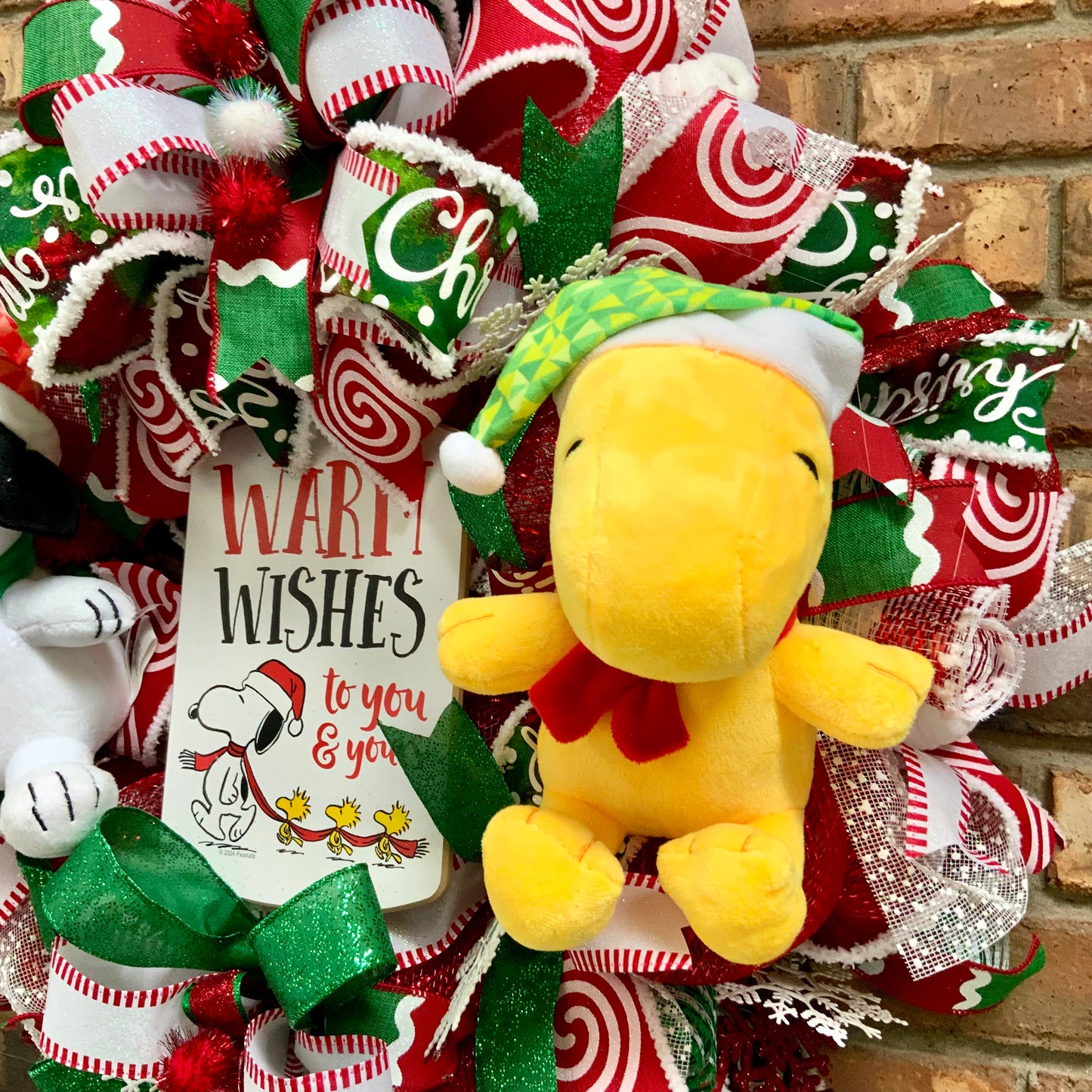 Christmas Snoopy Wreath, Christmas Snoopy Decor, Large Happy Holidays Wreath, Christmas Peanuts Decor, Snoopy and Woodstock Decor, Snoopy Merry Christmas Wreath, 2025
