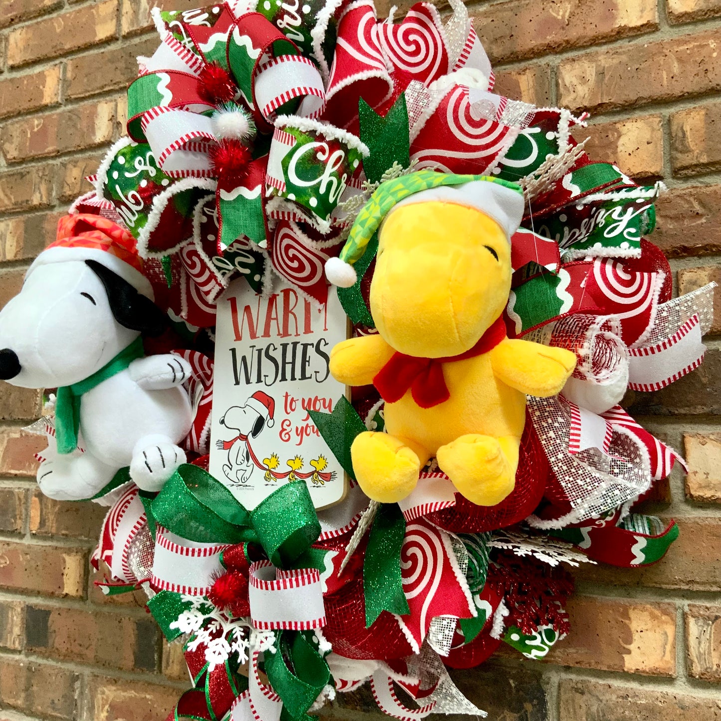 Christmas Snoopy Wreath, Christmas Snoopy Decor, Large Happy Holidays Wreath, Christmas Peanuts Decor, Snoopy and Woodstock Decor, Snoopy Merry Christmas Wreath, 2025