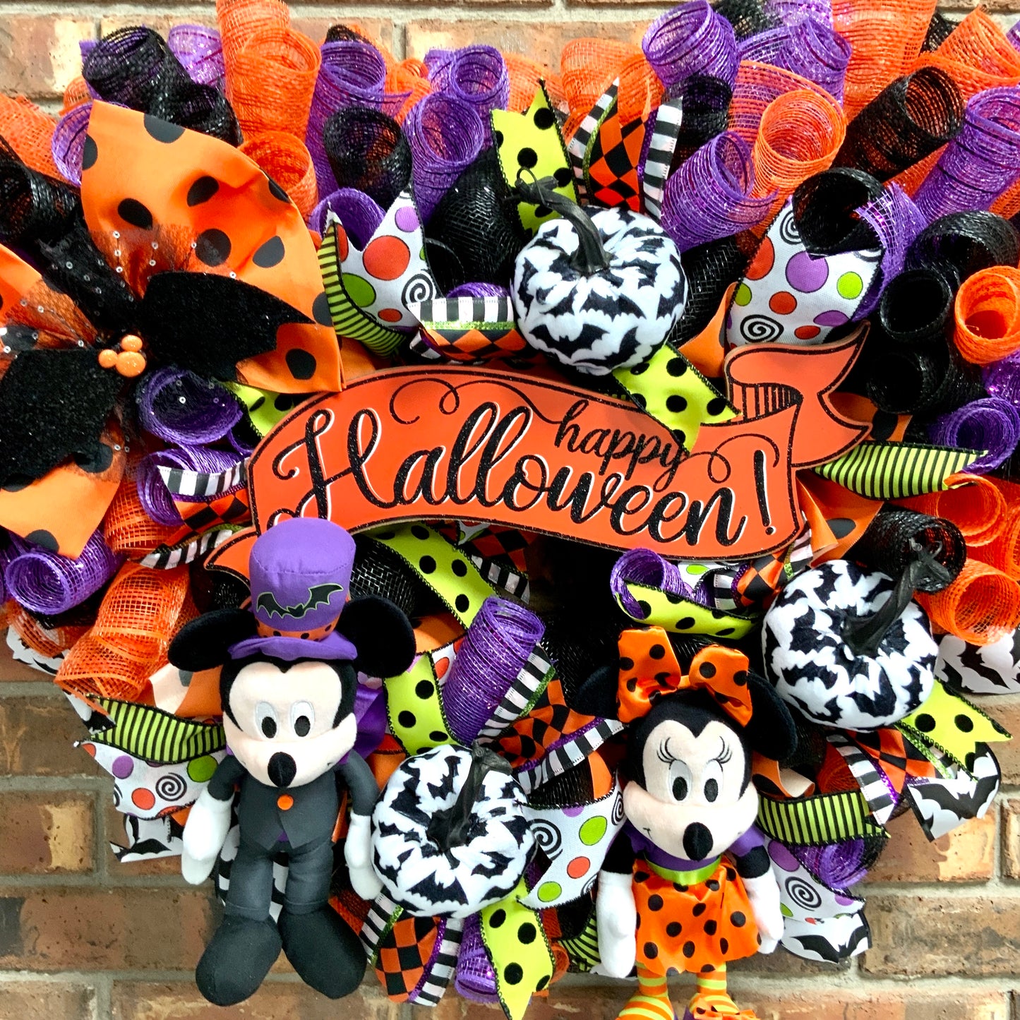 Mickey and Minnie Wreath, Mickey Mouse Wreath, Minnie Mouse Door Hanger, Mickey Mouse Halloween Wreath, Mickey and Minnie Halloween Decor