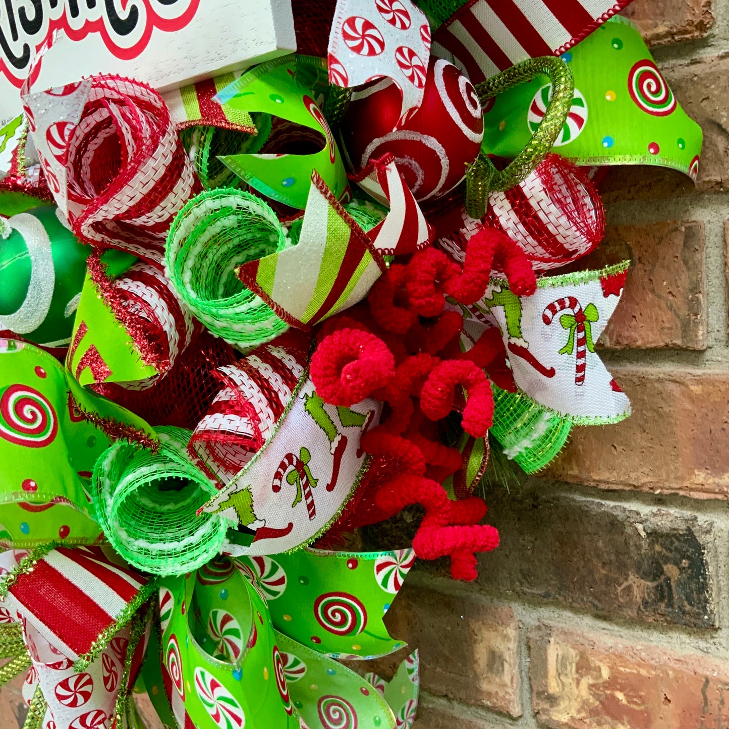 Grinch Swag, Large Grinch Door Hanger, Christmas Grinch Wreath, Custom Order