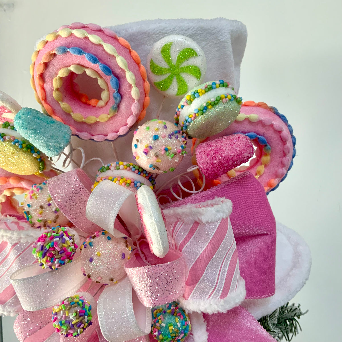 Candy Christmas Tree Topper Hat - Pastel Candy Land Tree Topper | Pink Sweet Treats Holiday Decor 2026