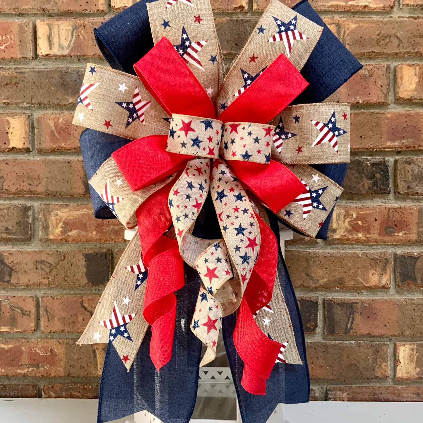 Patriotic Bow, American Bow, USA Bow, Fourth of July Sconce Bow, Independence Day Mailbox Bow, Patriotic Lantern Bow, Memorial Day Decor, Veterans Day Decor, 2024