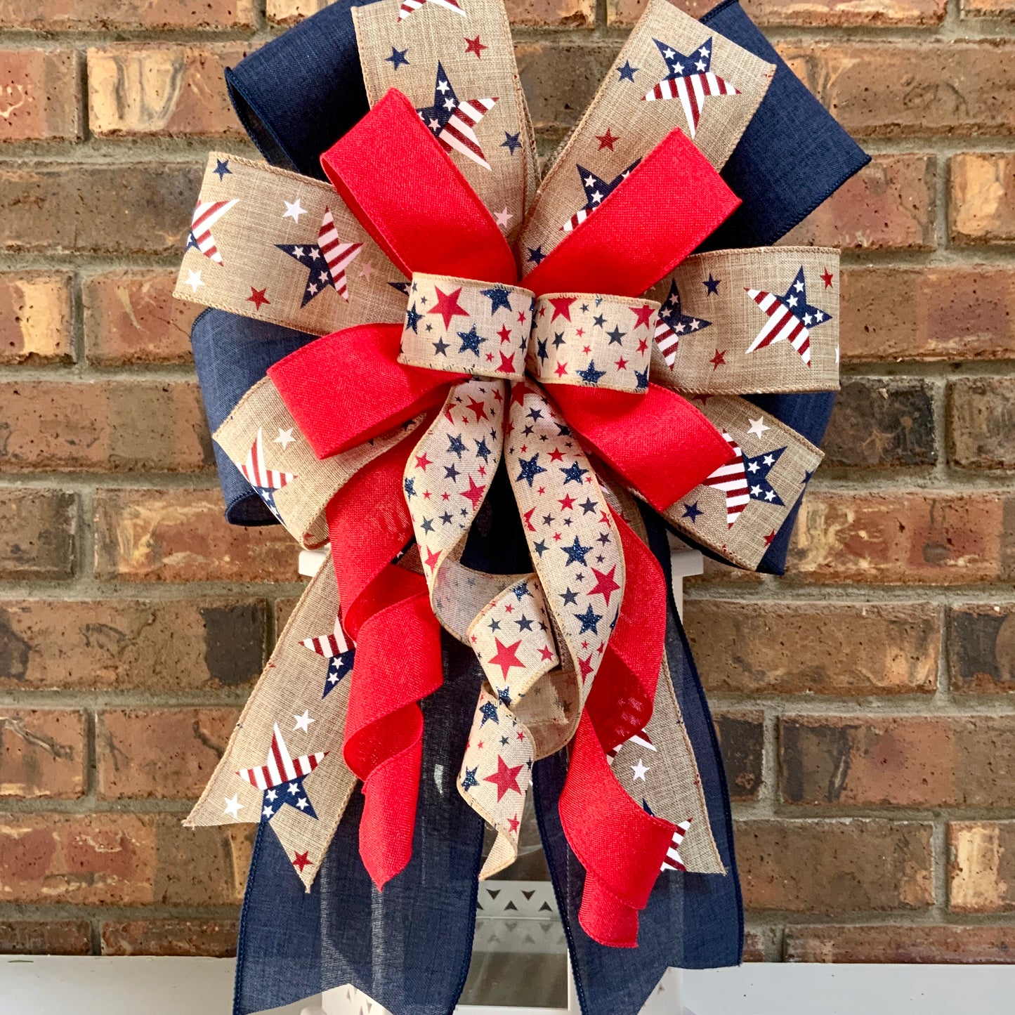 Patriotic Bow, American Bow, USA Bow, Fourth of July Sconce Bow, Independence Day Mailbox Bow, Patriotic Lantern Bow, Memorial Day Decor, Veterans Day Decor, 2024