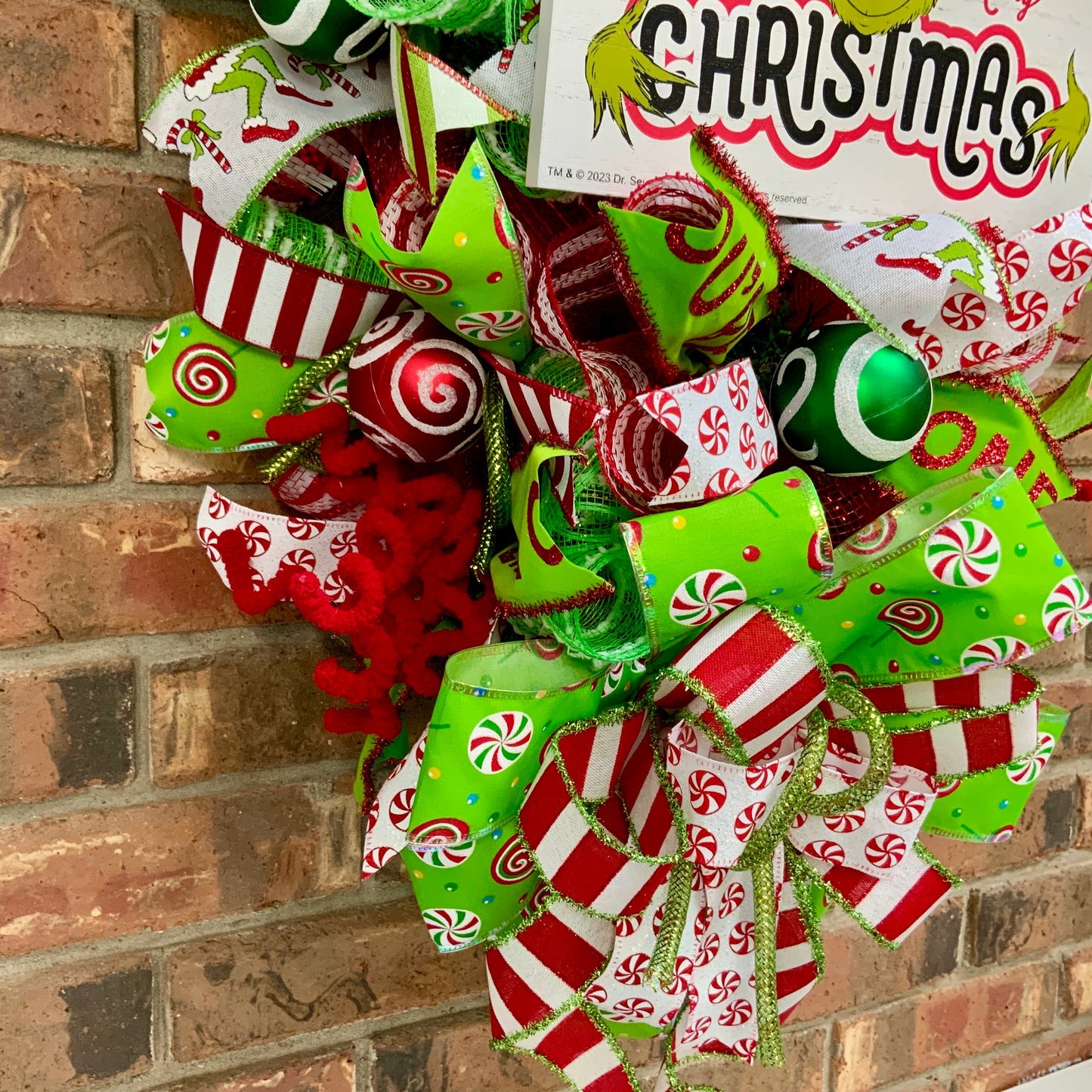 Grinch Swag, Large Grinch Door Hanger, Christmas Grinch Wreath, Custom Order