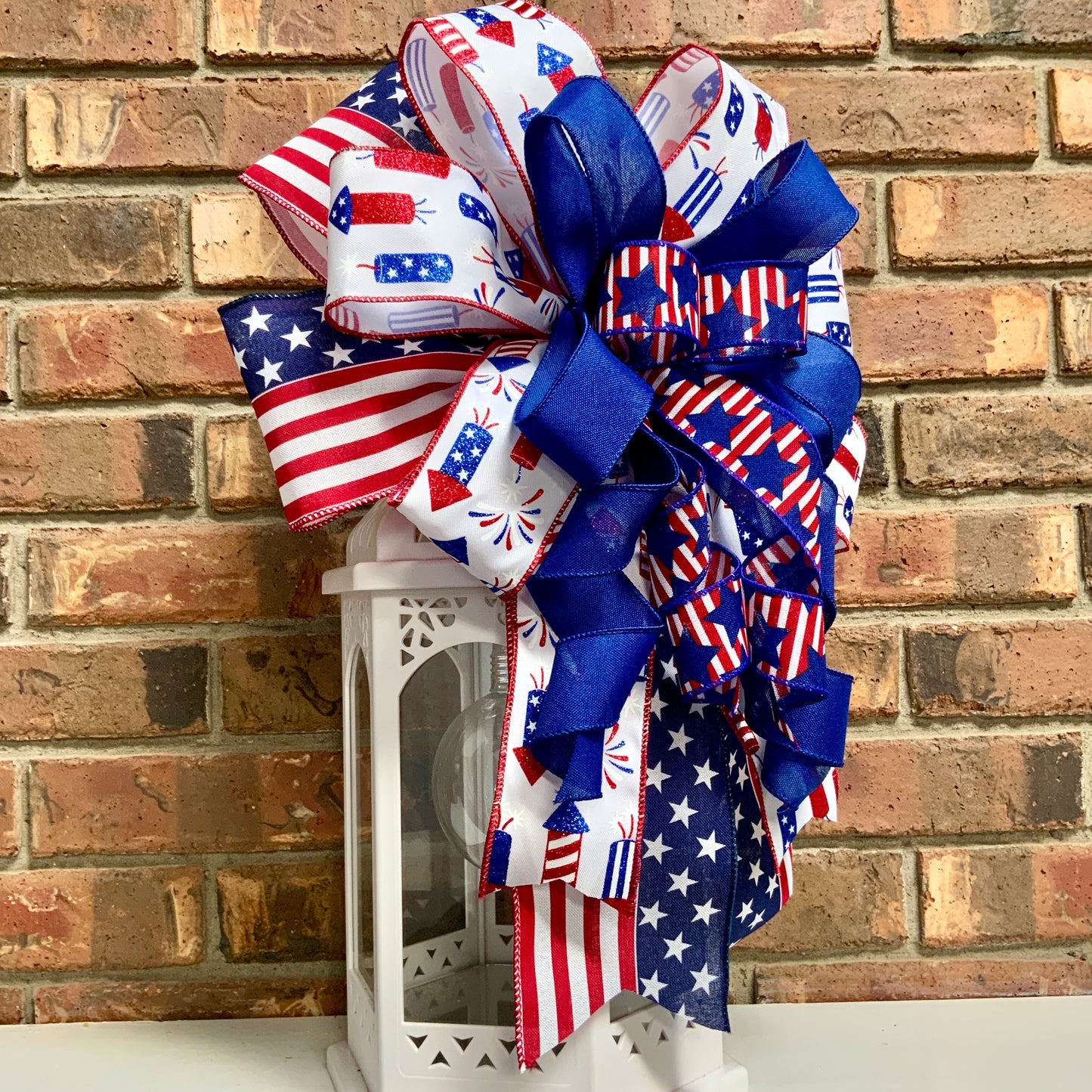 Patriotic Bow, American Bow, USA Bow, Fourth of July Sconce Bow, Independence Day Mailbox Bow, Patriotic Lantern Bow, Memorial Day Decor, Veterans Day Decor, 2024