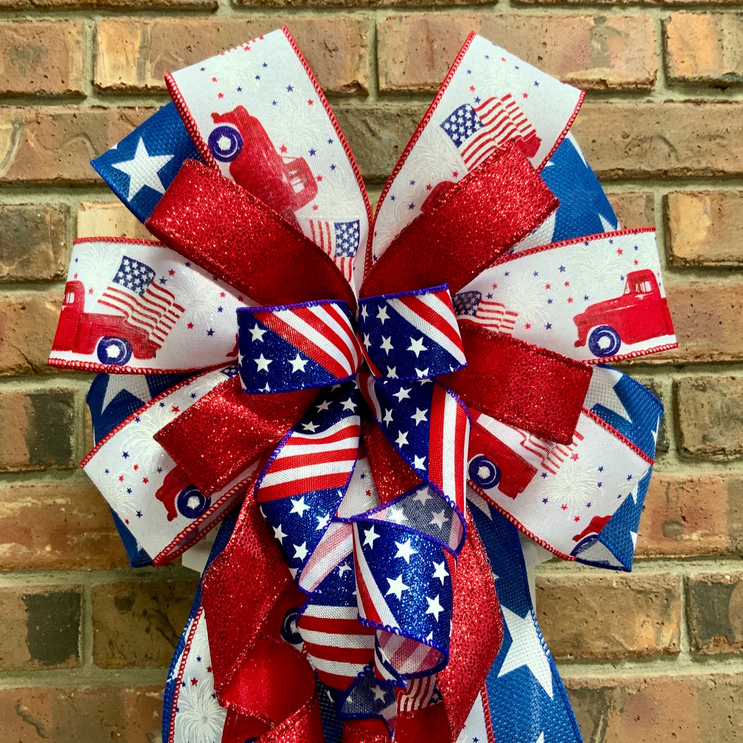 Patriotic Bow, American Bow, USA Bow, Fourth of July Sconce Bow, Independence Day Mailbox Bow, Patriotic Lantern Bow, Memorial Day Decor, Veterans Day Decor, 2024