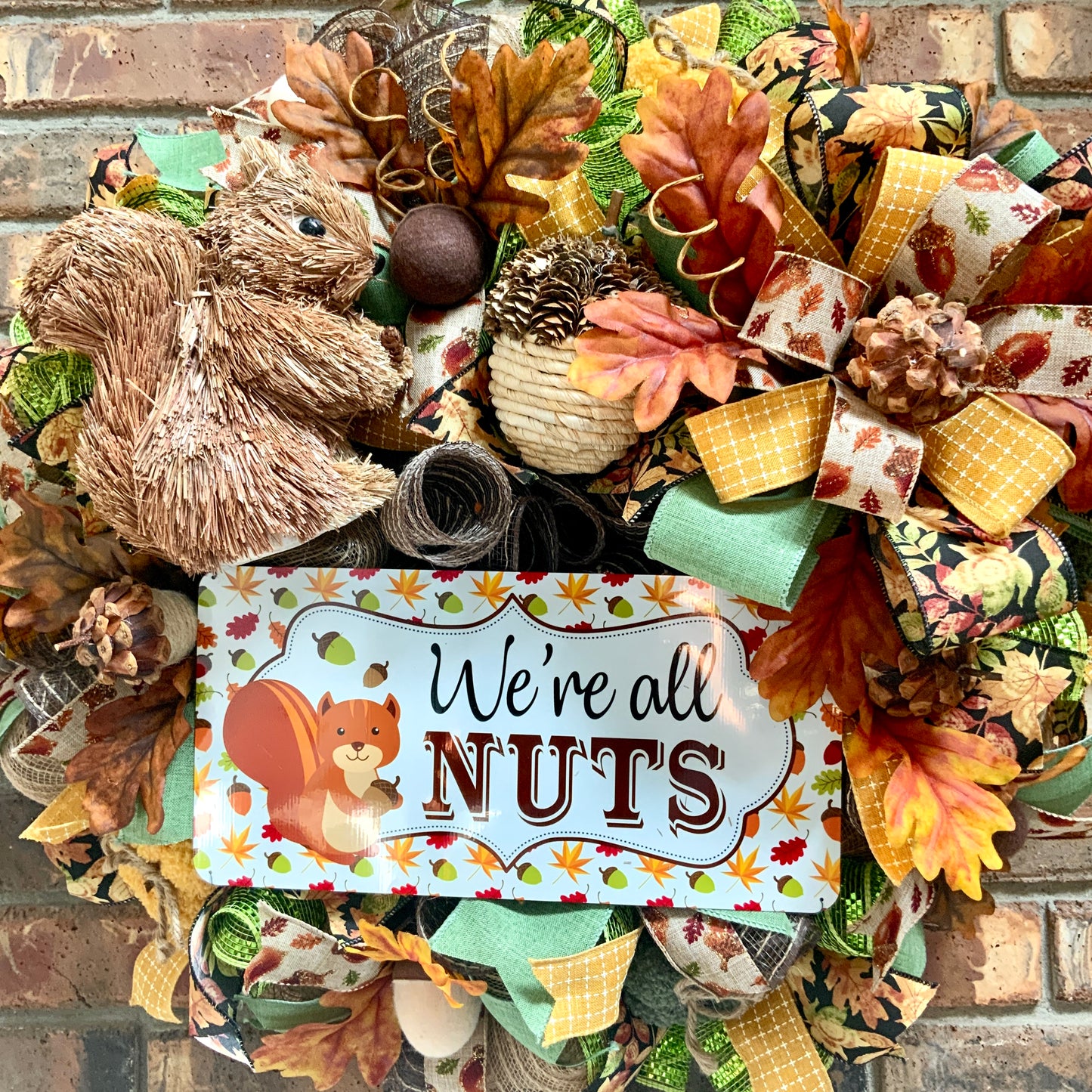 Fall Wreath, Autumn Door Hanger, Fall Rustic Decor, Fall Squirrel Decor, Acorn Decor, Fall Door Hanger