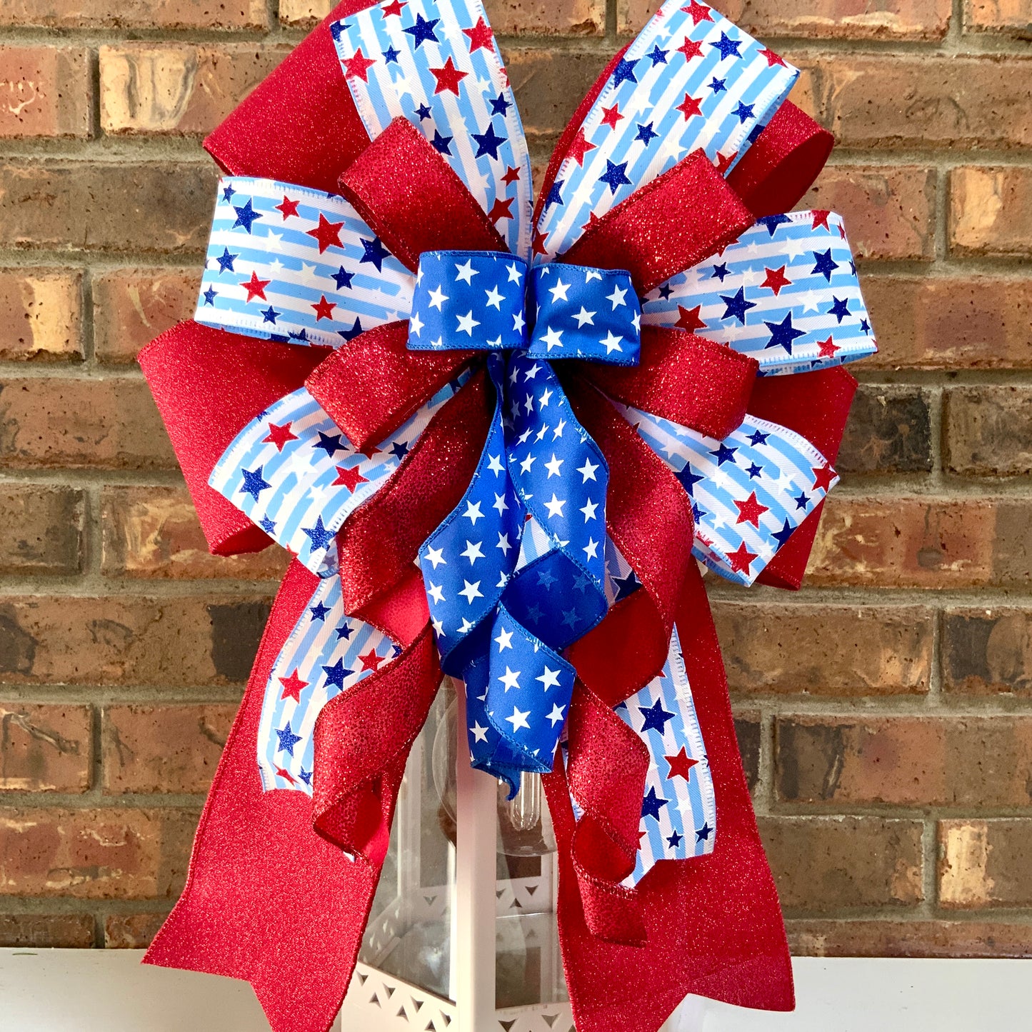 Patriotic Bow, American Bow, USA Bow, Fourth of July Sconce Bow, Independence Day Mailbox Bow, Patriotic Lantern Bow, Memorial Day Decor, Veterans Day Decor, 2024