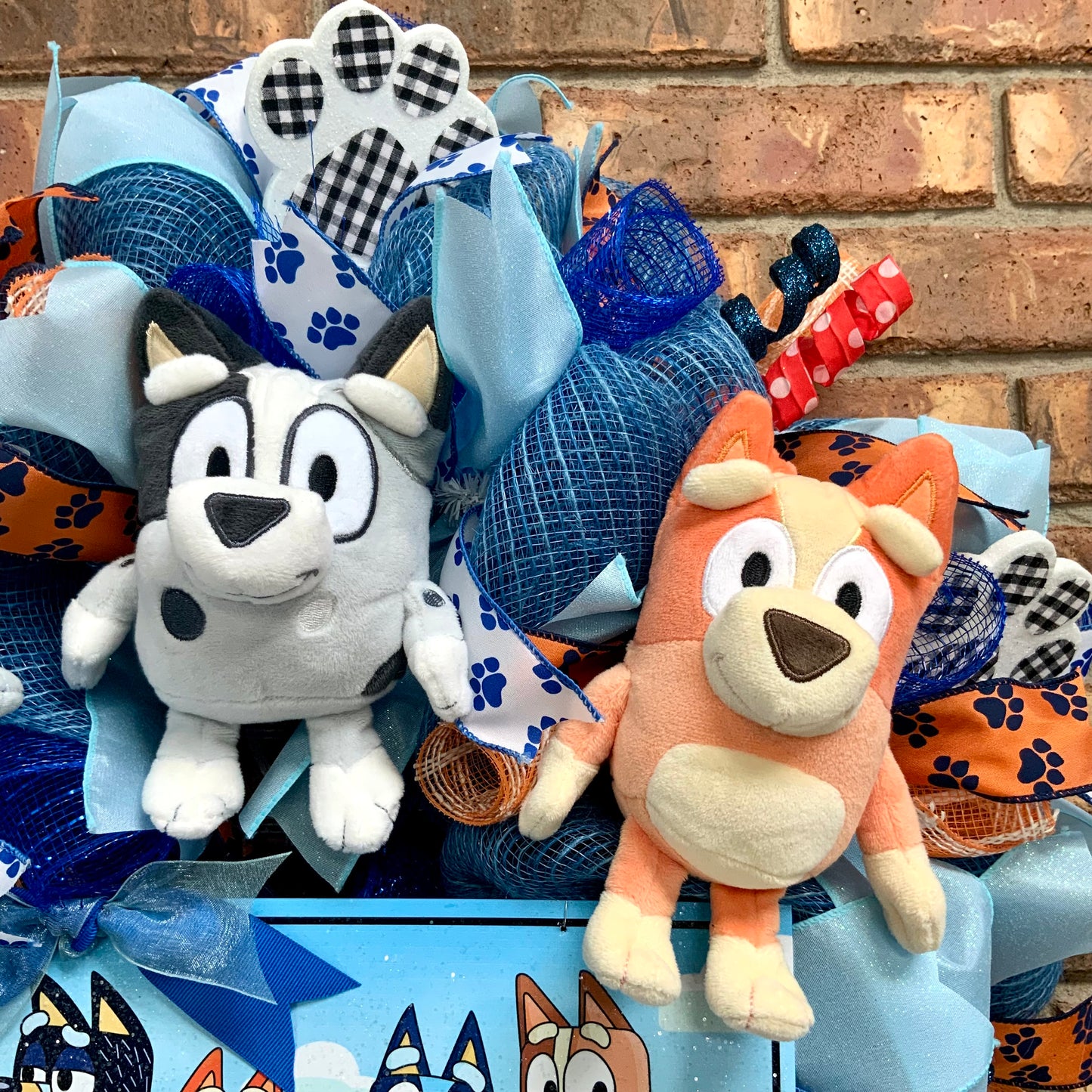 Bluey Wreath, Bluey and Bingo Wreath, Bluey and Muffin Wreath, Bluey Decor, Muffin Decor, Dog Wreath, Dog Decor