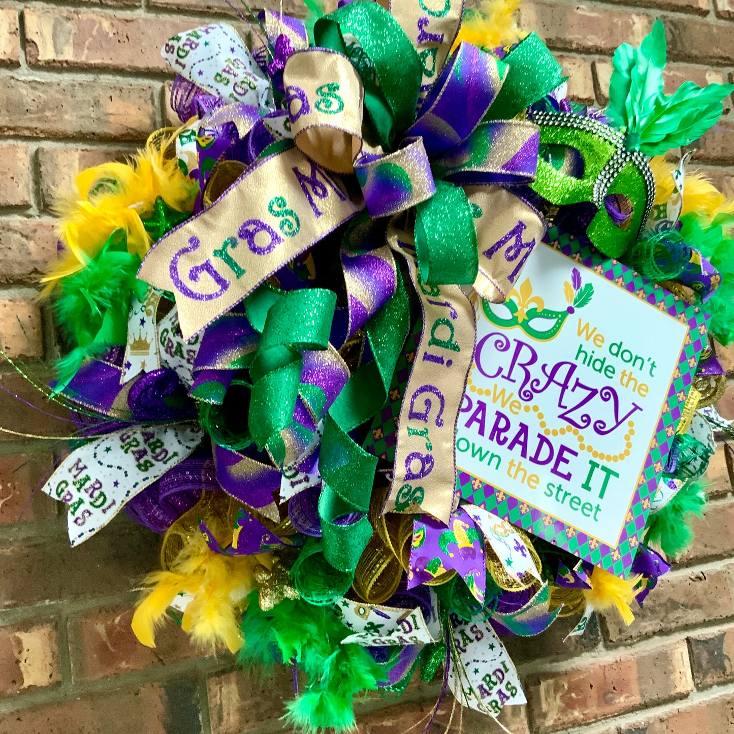 Mardi Gras Wreath, Mardi Gras Door Hanger, Mardi Gras Decor, New Orleans Decor, Mardi Gras Door Decoration