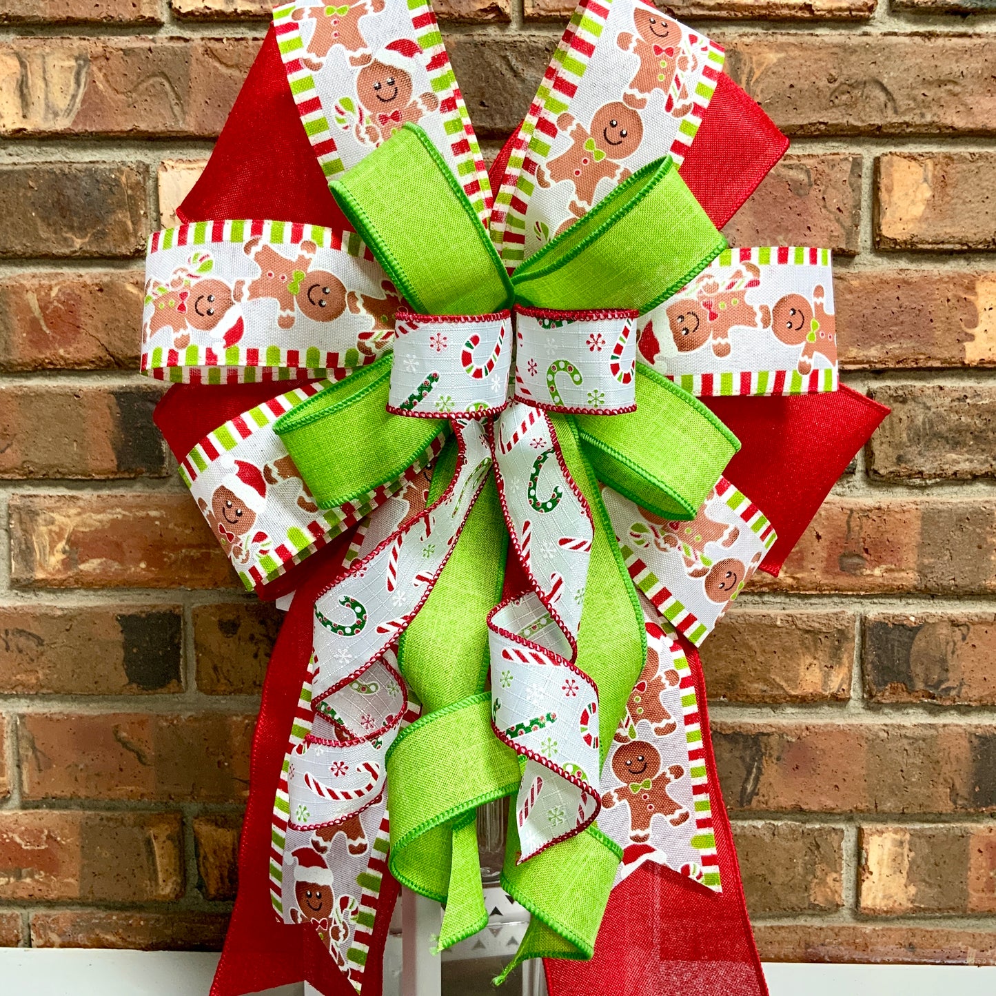 Christmas Bow for Lanterns, Gingerbread Bow, Christmas Mailbox Decor, Gingerbread Decor, Christmas Sconce Bow, Christmas Bow For Wreaths