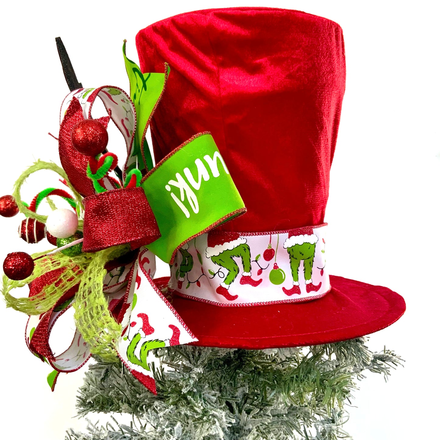 Christmas Tree Topper Bow, Grinch Tree Topper Bow, Christmas Hat Decor, Grinch Decor, Christmas Grinch Bow, Christmas Large Bow For Wreaths, 2025