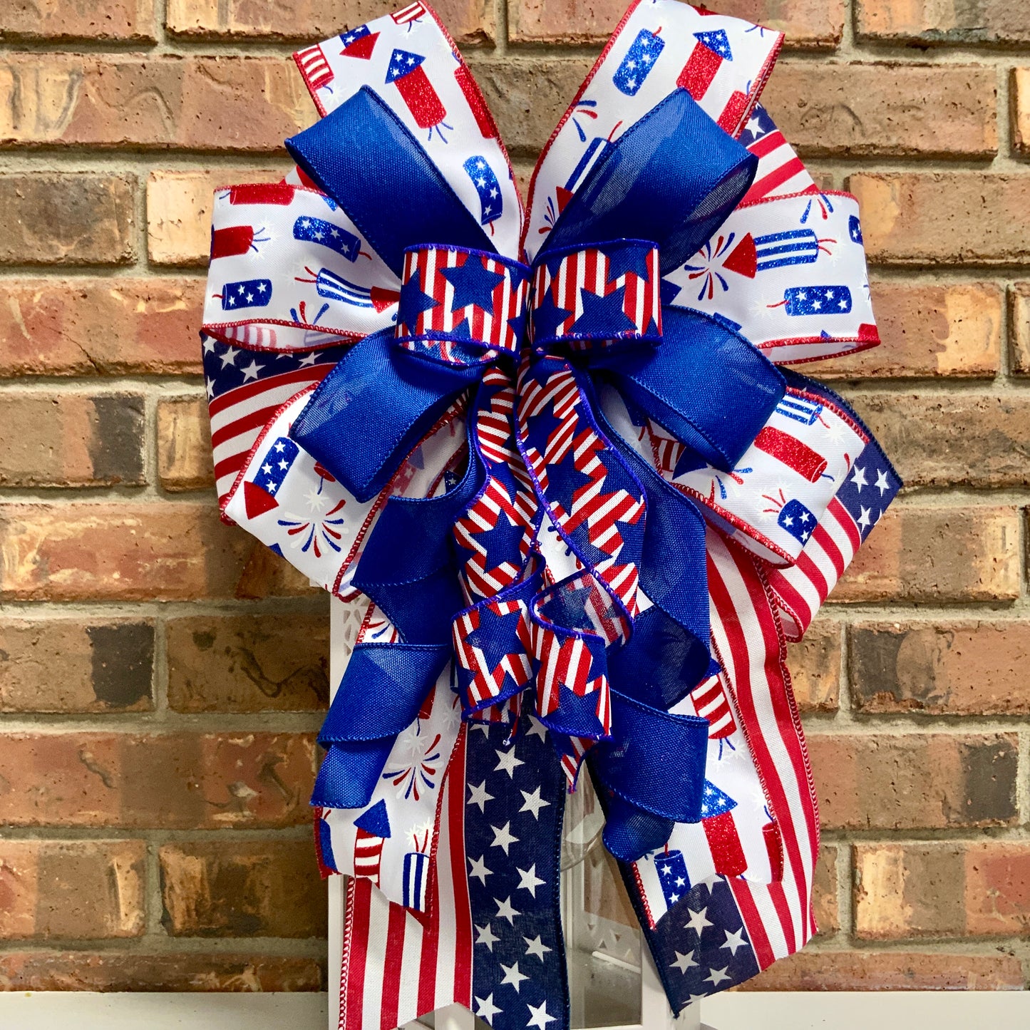 Patriotic Bow, American Bow, USA Bow, Fourth of July Sconce Bow, Independence Day Mailbox Bow, Patriotic Lantern Bow, Memorial Day Decor, Veterans Day Decor, 2024