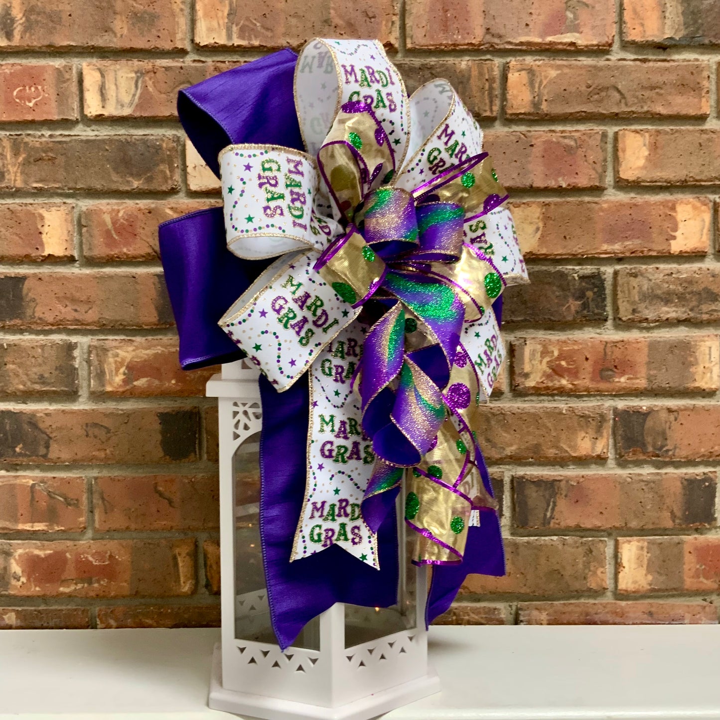 Mardi Gras Bow, Mardi Gras Decor, Mardi Gras Lantern Bow, Mardi Gras Mailbox Bow, Mardi Gras Wreath Bow, Mardi Gras Sconce Bow, 2025