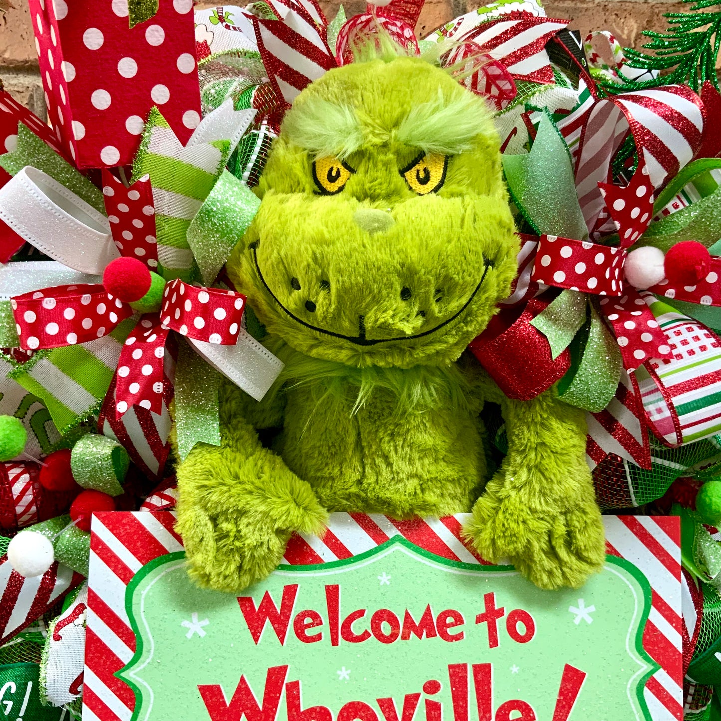 Christmas Grinch Wreath, Christmas Grinch Door Hanger, Whoville Decor, Christmas Wreath, Grinch Door Hanger, 2024