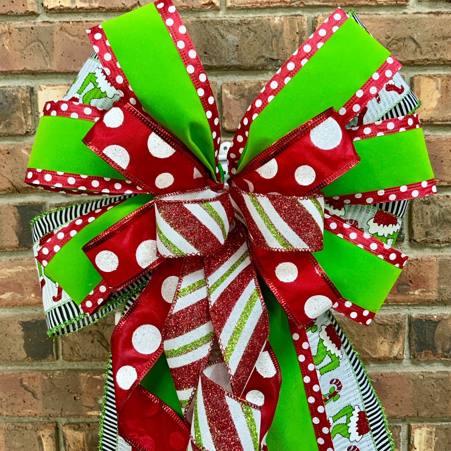 Christmas Bow for Lanterns, Grinch Bow, Christmas Mailbox Decor, Grinch Decor, Christmas Sconce Bow, Christmas Bow For Wreaths