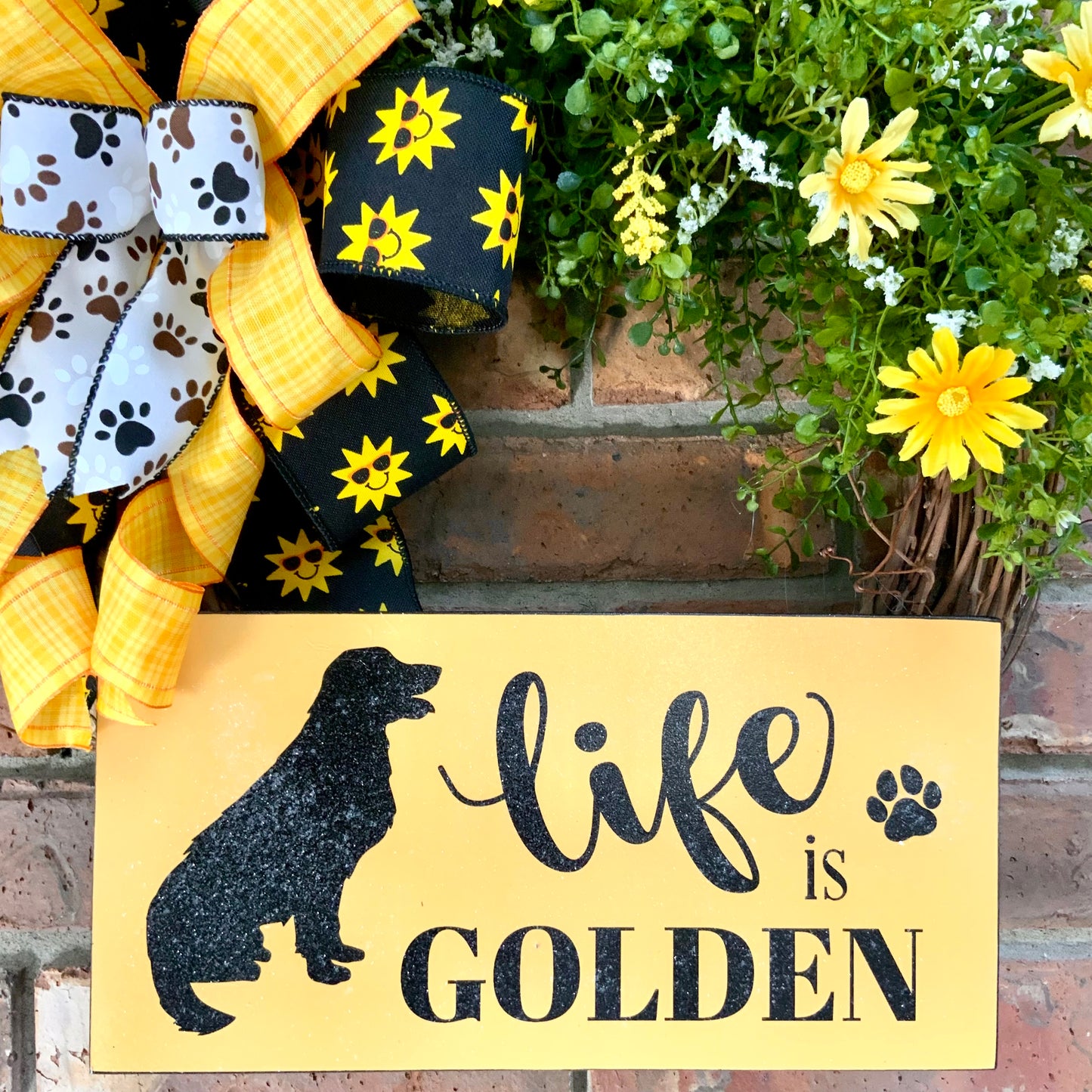 Golden Retriever Wreath, Dog Wreath, Life Is Golden Wreath, Dog Grapevine Wreath, Dog Decor, Golden Retriever Door Hanger, Dog Paw Print Wreath, 2025