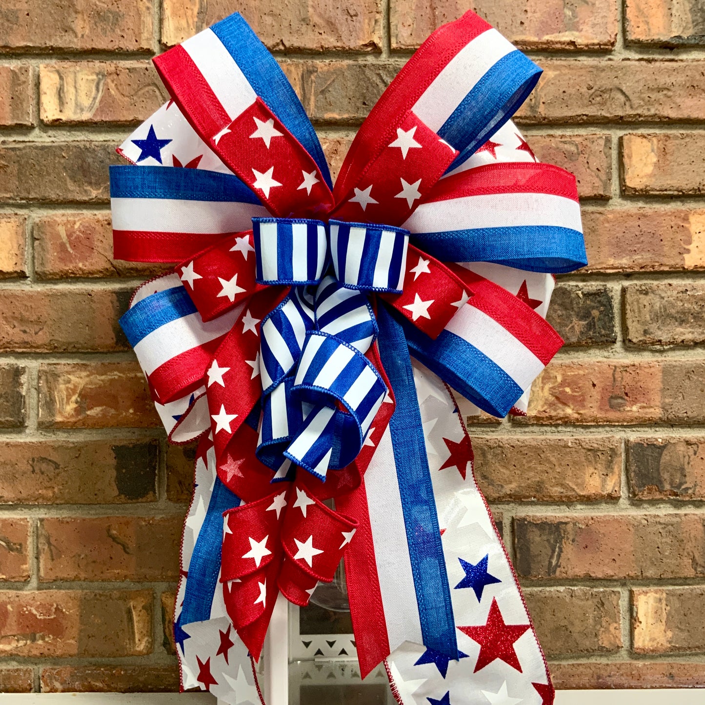 Patriotic Bow, American Bow, USA Bow, Fourth of July Sconce Bow, Independence Day Mailbox Bow, Patriotic Lantern Bow, Memorial Day Decor, Veterans Day Decor, 2024