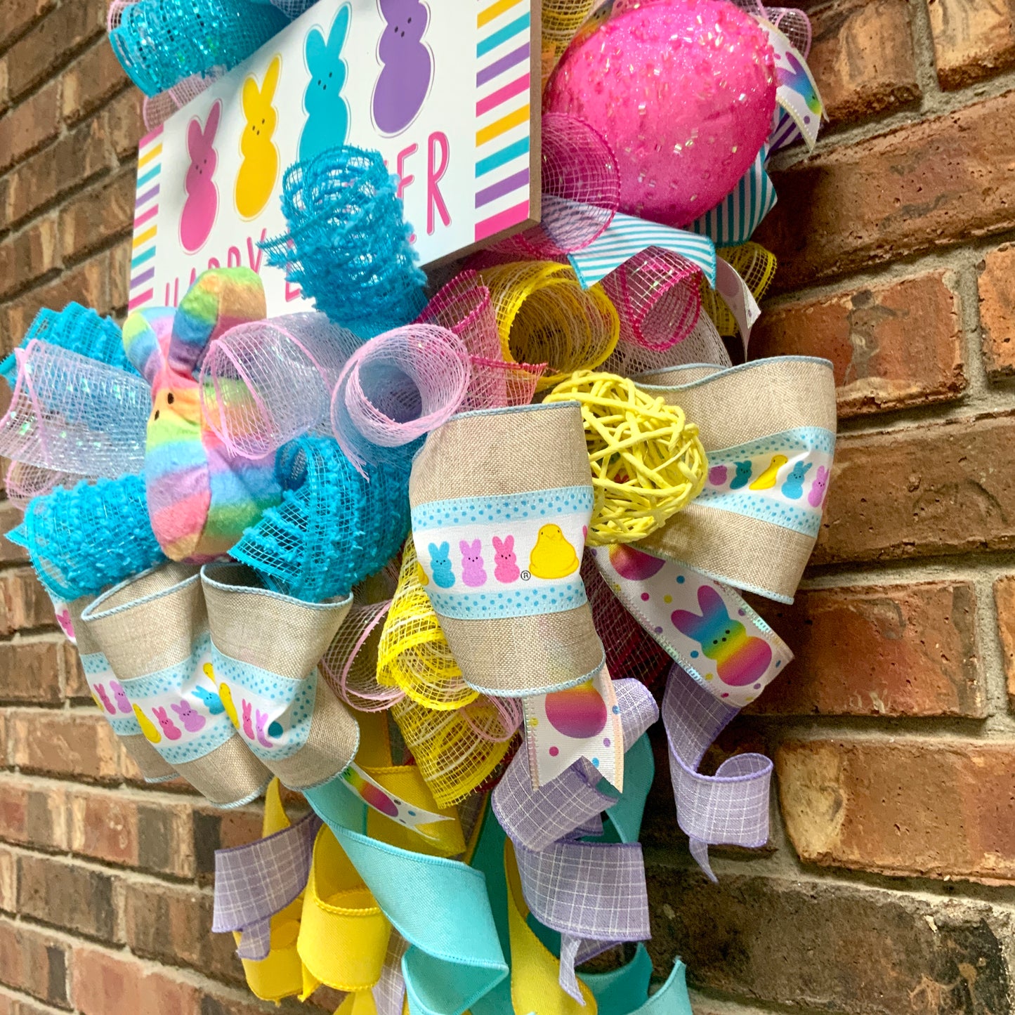 Easter Peeps Wreath, Easter Peeps Door Hanger, Easter Swag, Large Easter Wreath, Easter Bunny Swag, Easter Rabbit Wreath For Front Door