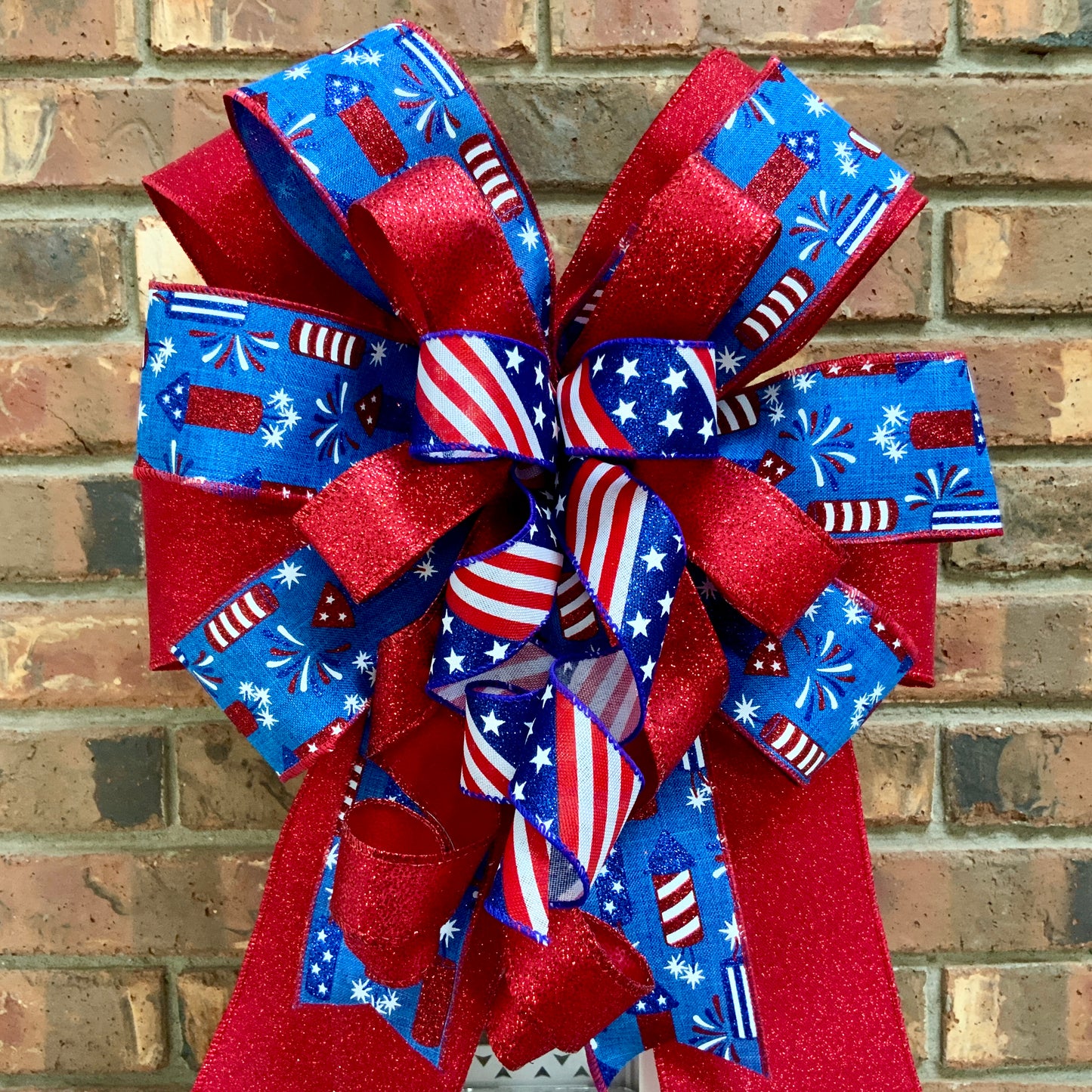 Patriotic Bow, American Bow, USA Bow, Fourth of July Sconce Bow, Independence Day Mailbox Bow, Patriotic Lantern Bow, Memorial Day Decor, Veterans Day Decor, 2024