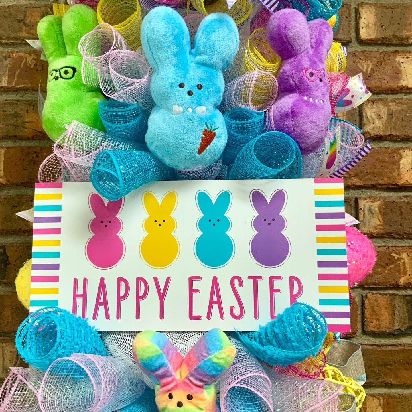 Easter Peeps Wreath, Easter Peeps Door Hanger, Easter Swag, Large Easter Wreath, Easter Bunny Swag, Easter Rabbit Wreath For Front Door