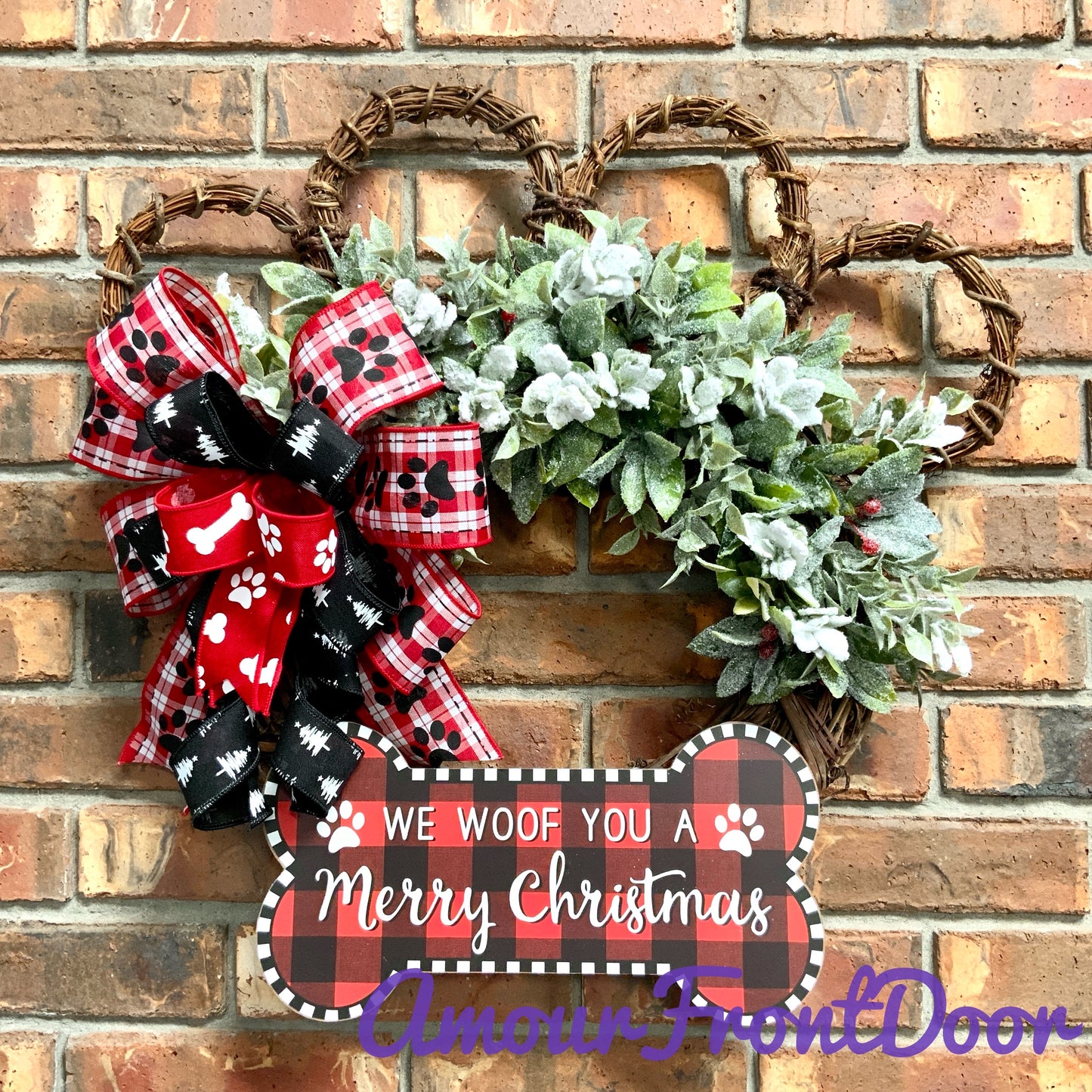 We Woof You A Merry Christmas Wreath, Christmas Dog Wreath, We Believe In Santa Paws Wreath, Christmas Dog Decor, Dog Wreath, Christmas Dog Door Hanger