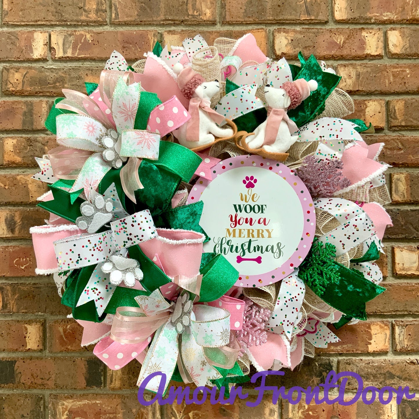We Woof You A Merry Christmas, Christmas Dog Wreath, Holiday Dog Wreath, Christmas Pet Wreath, Santa Paws Wreath, Dog Wreath