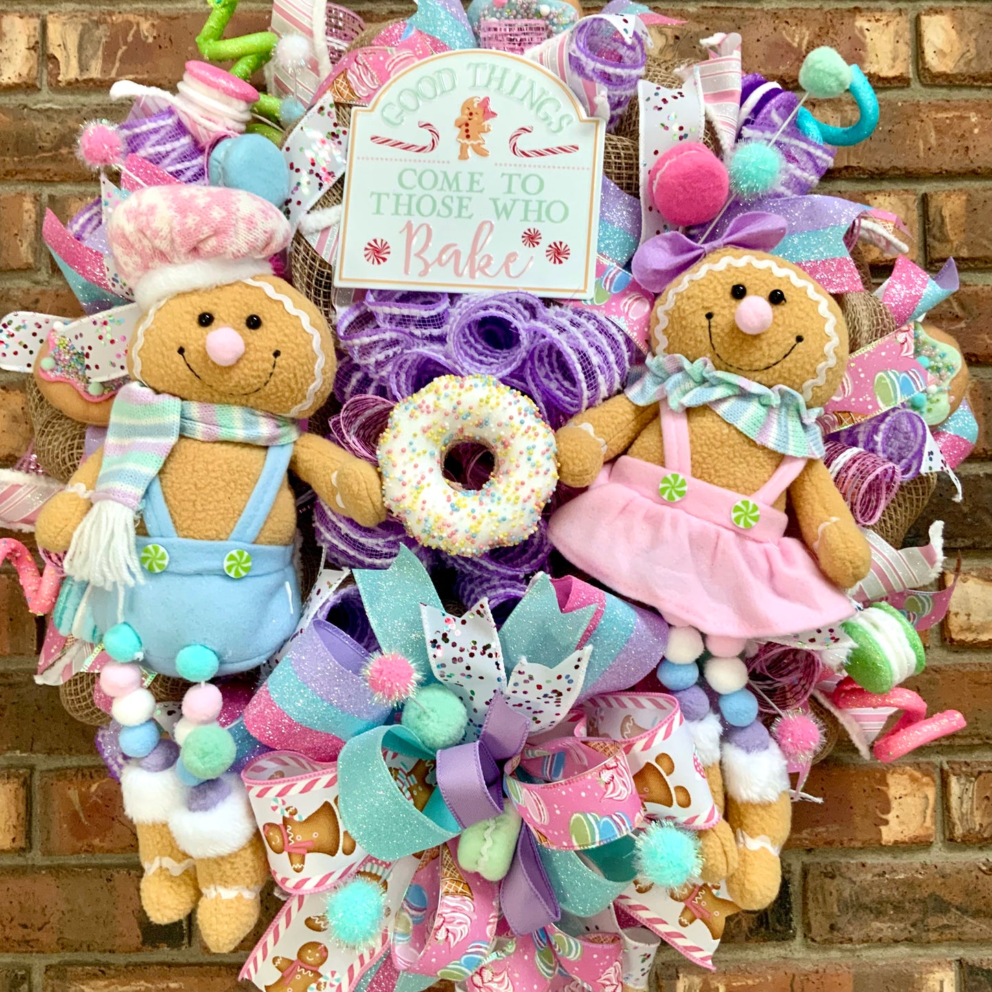 Gingerbread Wreath, Gingerbread Christmas Wreath, Gingerbread Man Wreath, Gingerbread Woman Christmas Decor, Pastel Christmas Wreath For Front Door, 2024