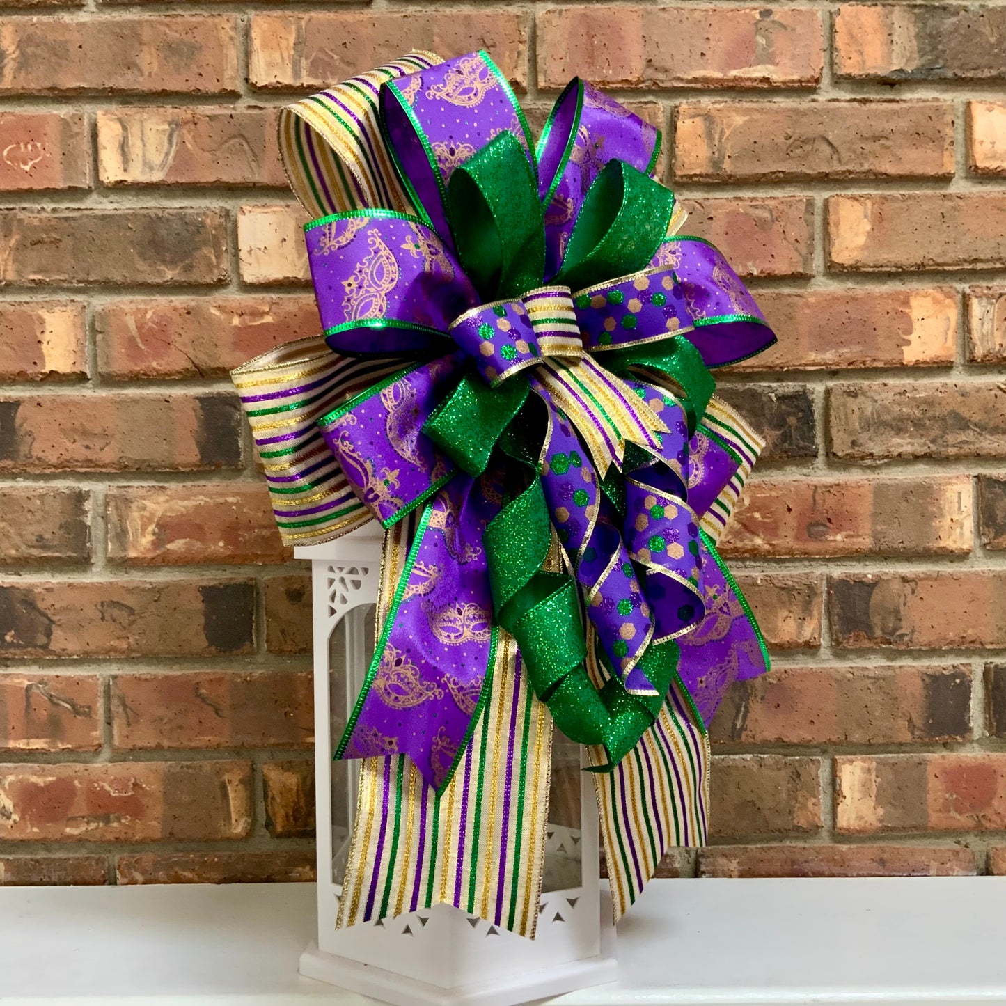 Mardi Gras Bow, Mardi Gras Decor, Mardi Gras Lantern Bow, Mardi Gras Mailbox Bow, Mardi Gras Wreath Bow, Mardi Gras Sconce Bow, 2025