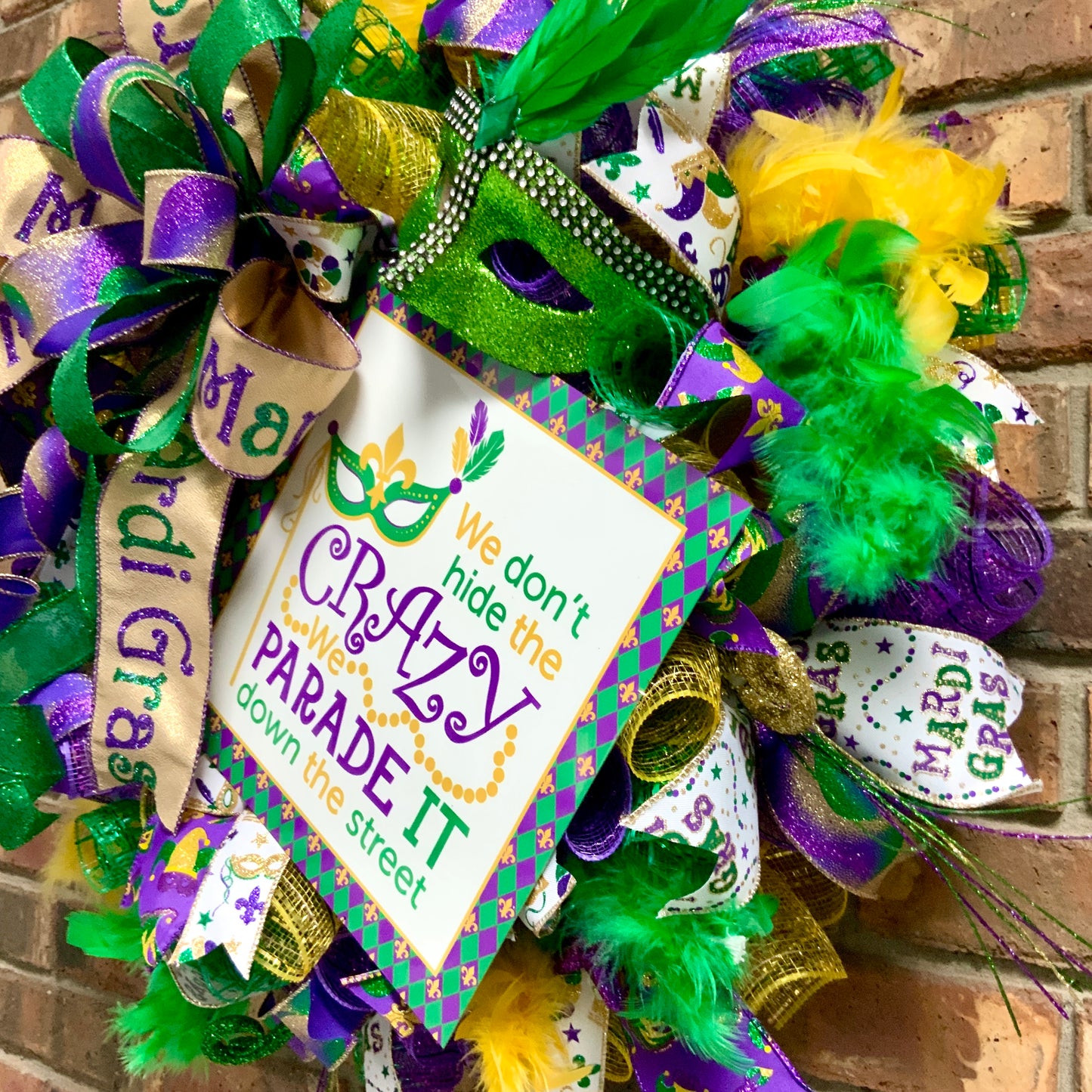 Mardi Gras Wreath, Mardi Gras Door Hanger, Mardi Gras Decor, New Orleans Decor, Mardi Gras Door Decoration