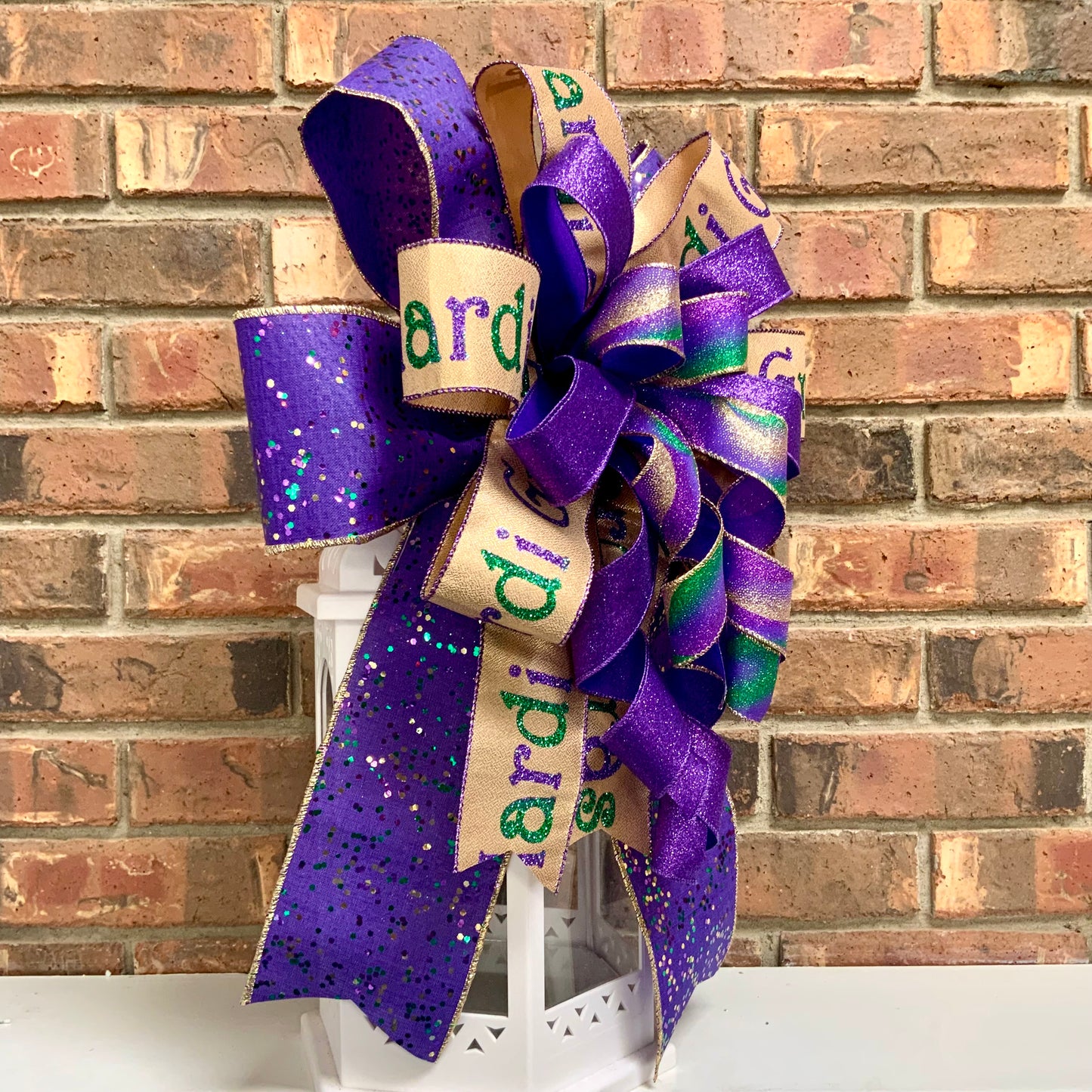 Mardi Gras Bow, Mardi Gras Decor, Mardi Gras Lantern Bow, Mardi Gras Mailbox Bow, Mardi Gras Wreath Bow, Mardi Gras Sconce Bow, 2025