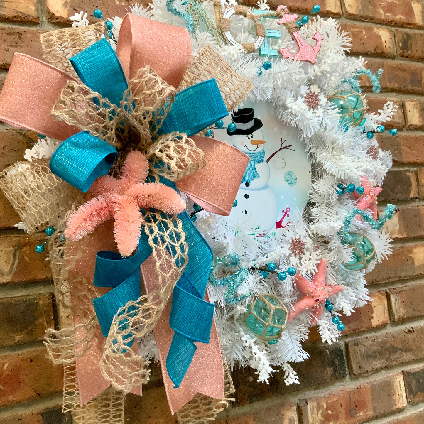 Winter Beach Wreath, Coastal Winter Wreath, Noel Winter Wreath, Noel Christmas Wreath, White Christmas Door Hanger For Front Door