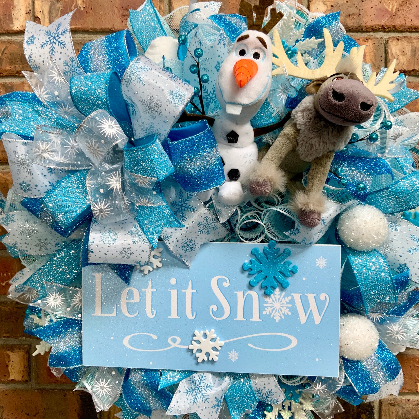 Olaf Wreath, Let It Snow Wreath, Blue Winter Wreath, Winter Snowflake Wreath, Large Winter Wreath, Winter Not Christmas Wreath, 2023