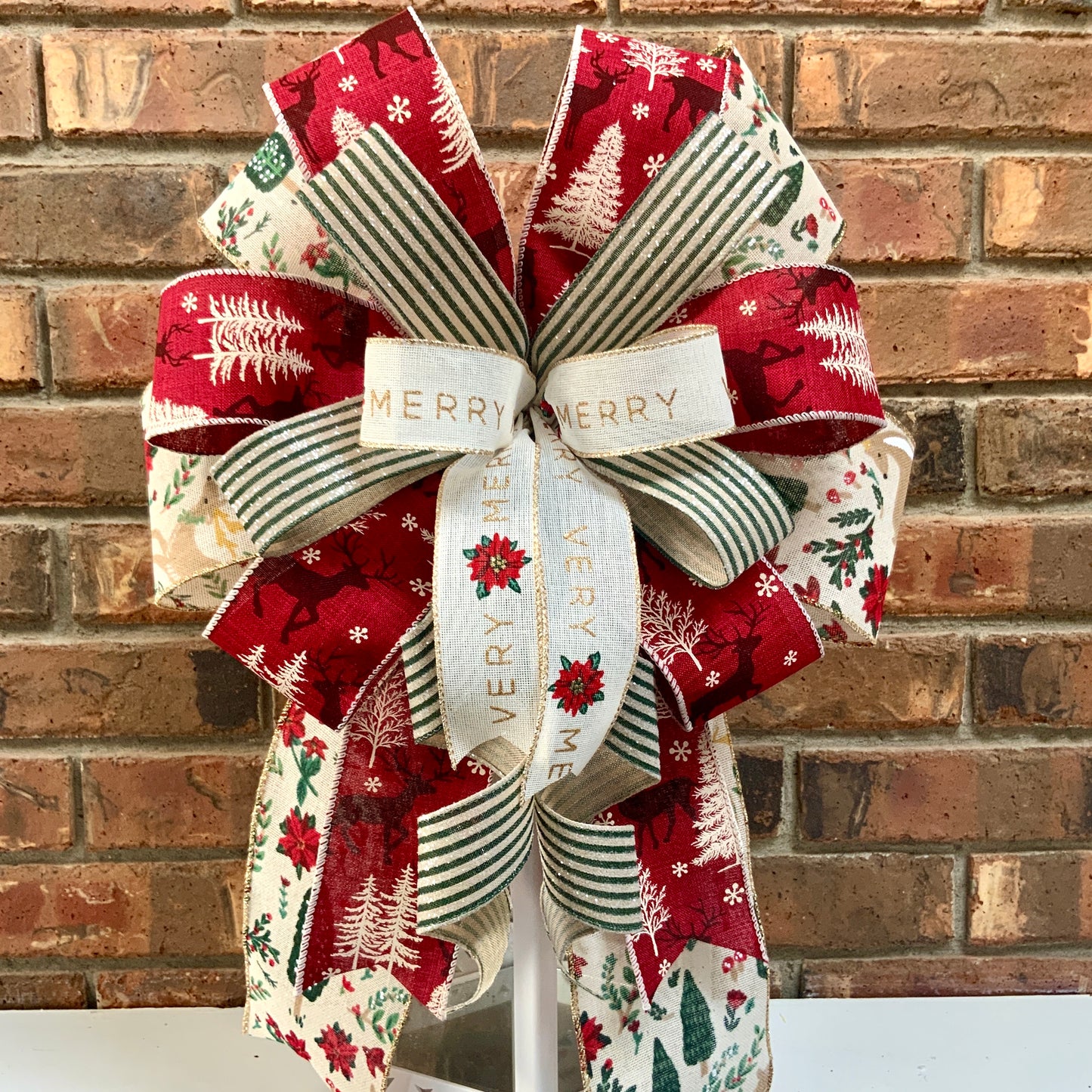 Christmas Lantern Bow, Christmas Bow For Wreaths, Christmas Mailbox Decor, Holiday Bow, Holiday Decor