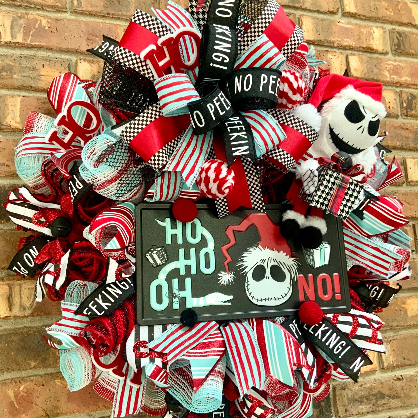 Jack Skellington Christmas Wreath, Jack Skellington Christmas Decor, Large Christmas Wreath, Christmas Door Hanger, Whimsical Christmas Wreath
