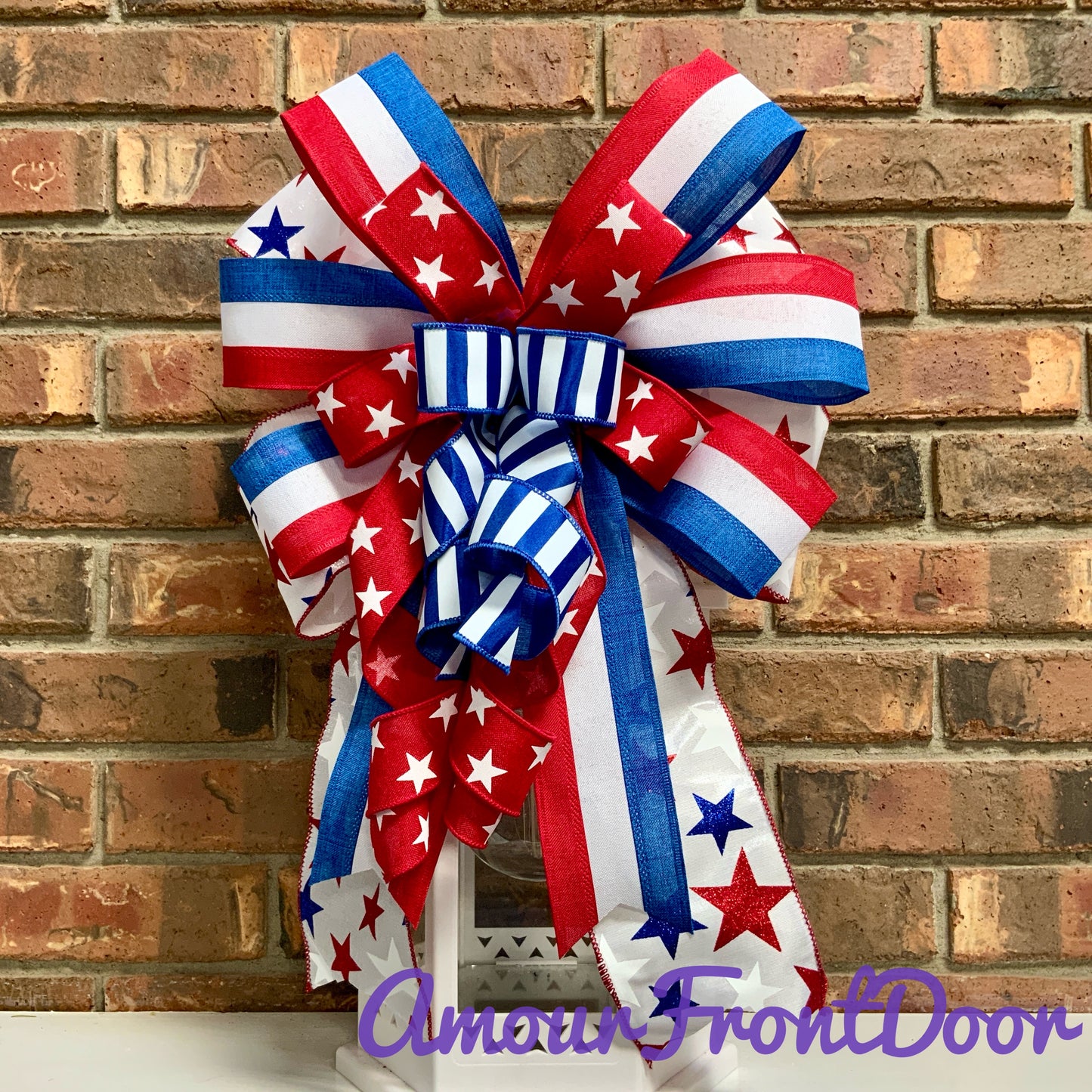 Patriotic Bow, American Bow, USA Bow, Fourth of July Sconce Bow, Independence Day Mailbox Bow, Patriotic Lantern Bow, Memorial Day Decor, Veterans Day Decor, 2024
