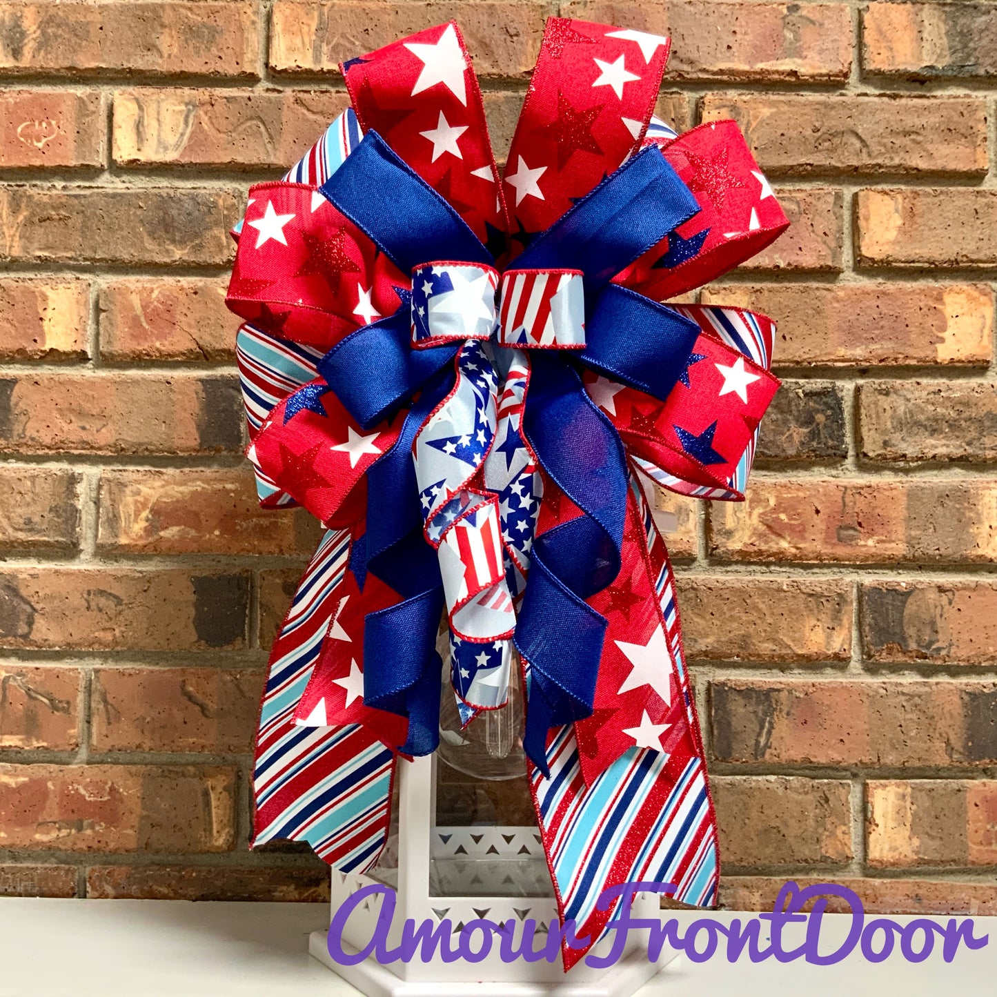 Patriotic Bow, American Bow, USA Bow, Fourth of July Sconce Bow, Independence Day Mailbox Bow, Patriotic Lantern Bow, Memorial Day Decor, Veterans Day Decor, 2024