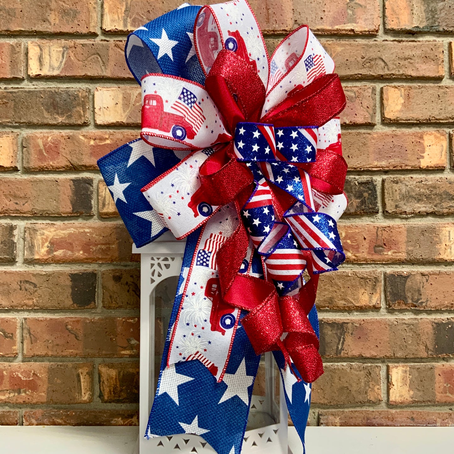 Patriotic Bow, American Bow, USA Bow, Fourth of July Sconce Bow, Independence Day Mailbox Bow, Patriotic Lantern Bow, Memorial Day Decor, Veterans Day Decor, 2024